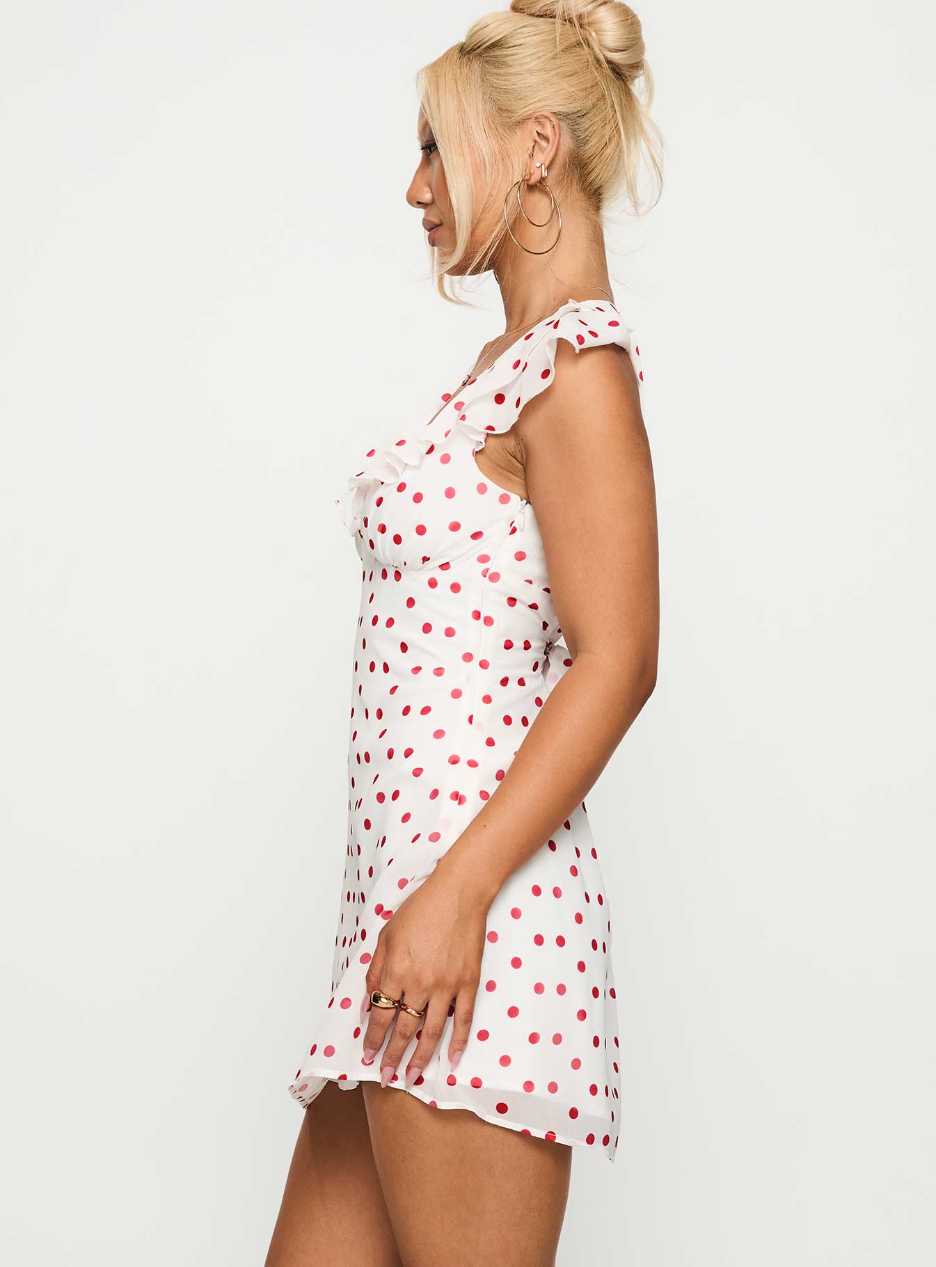 I Guess So Mini Dress White Burgundy - Image 4