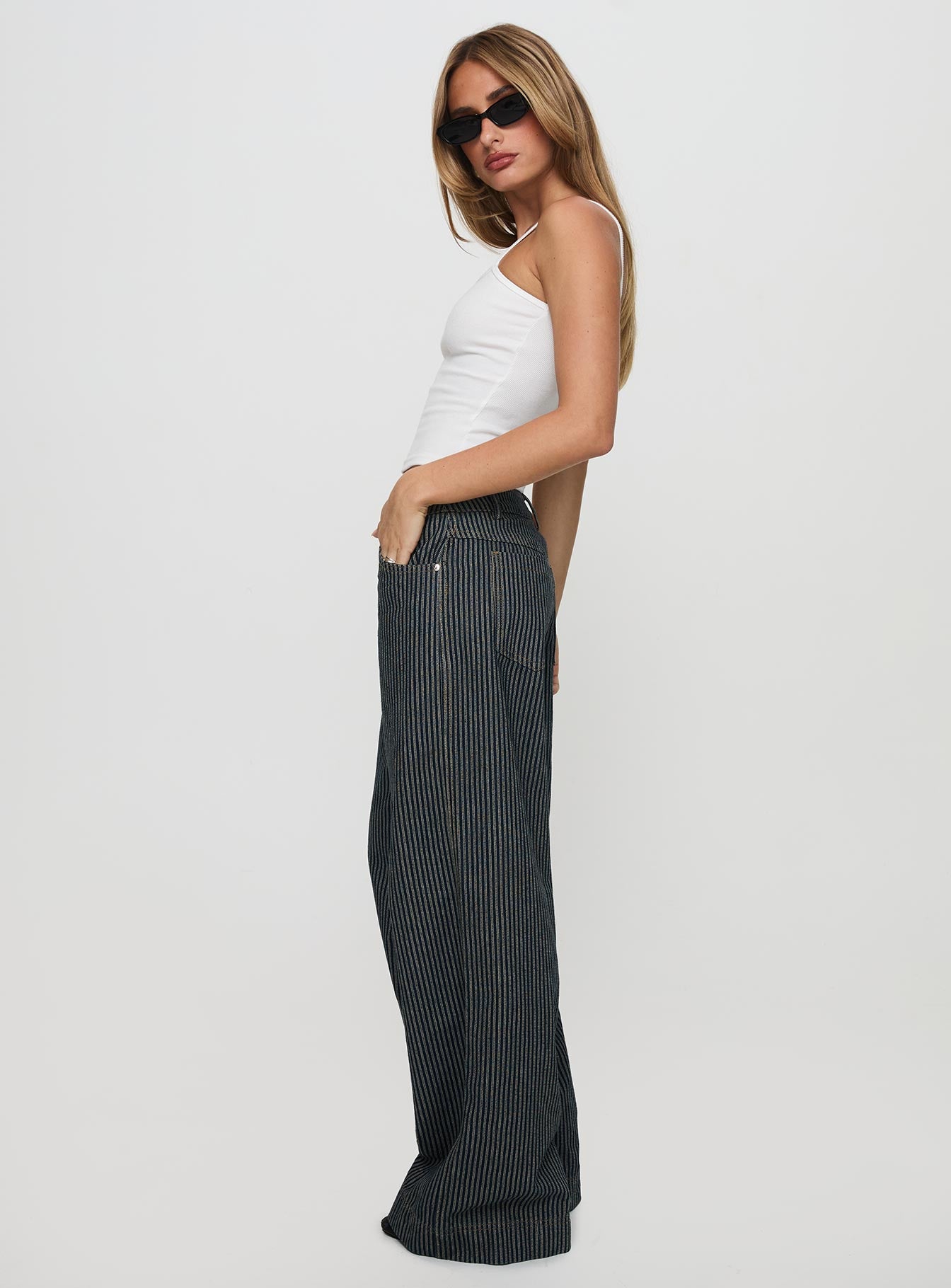 Actually Invested Low Rise Pants Denim Stripe - Image 5