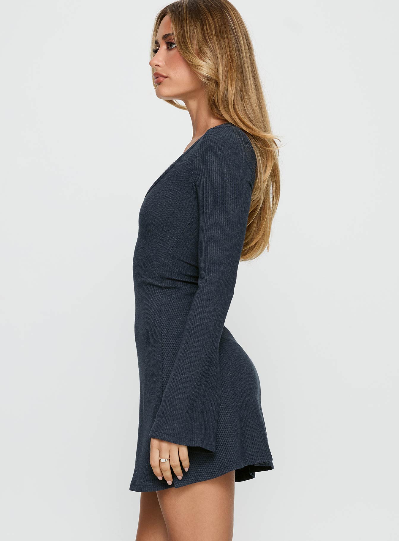 Best Interest Long Sleeve Mini Dress Navy - Image 3