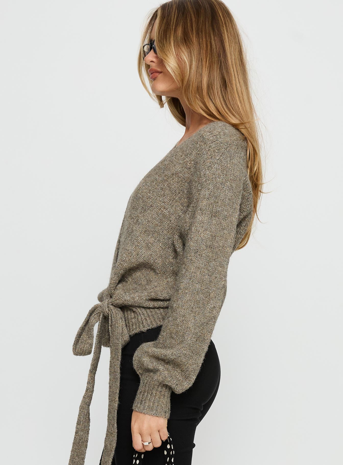 Daelan Wrap Knit Cardigan Brown - Image 3