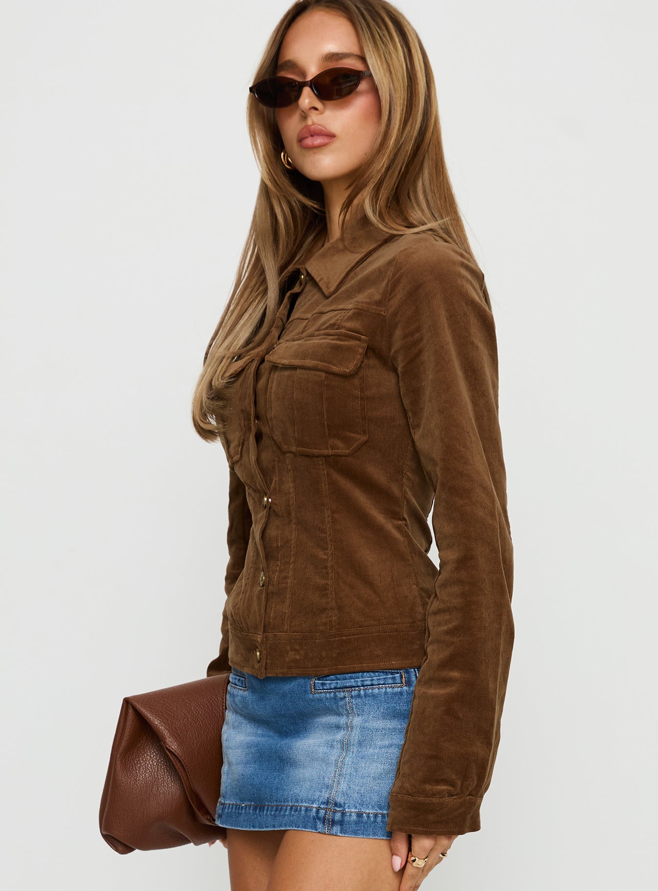 Jadeann Cord Fitted Jacket Brown - Image 4