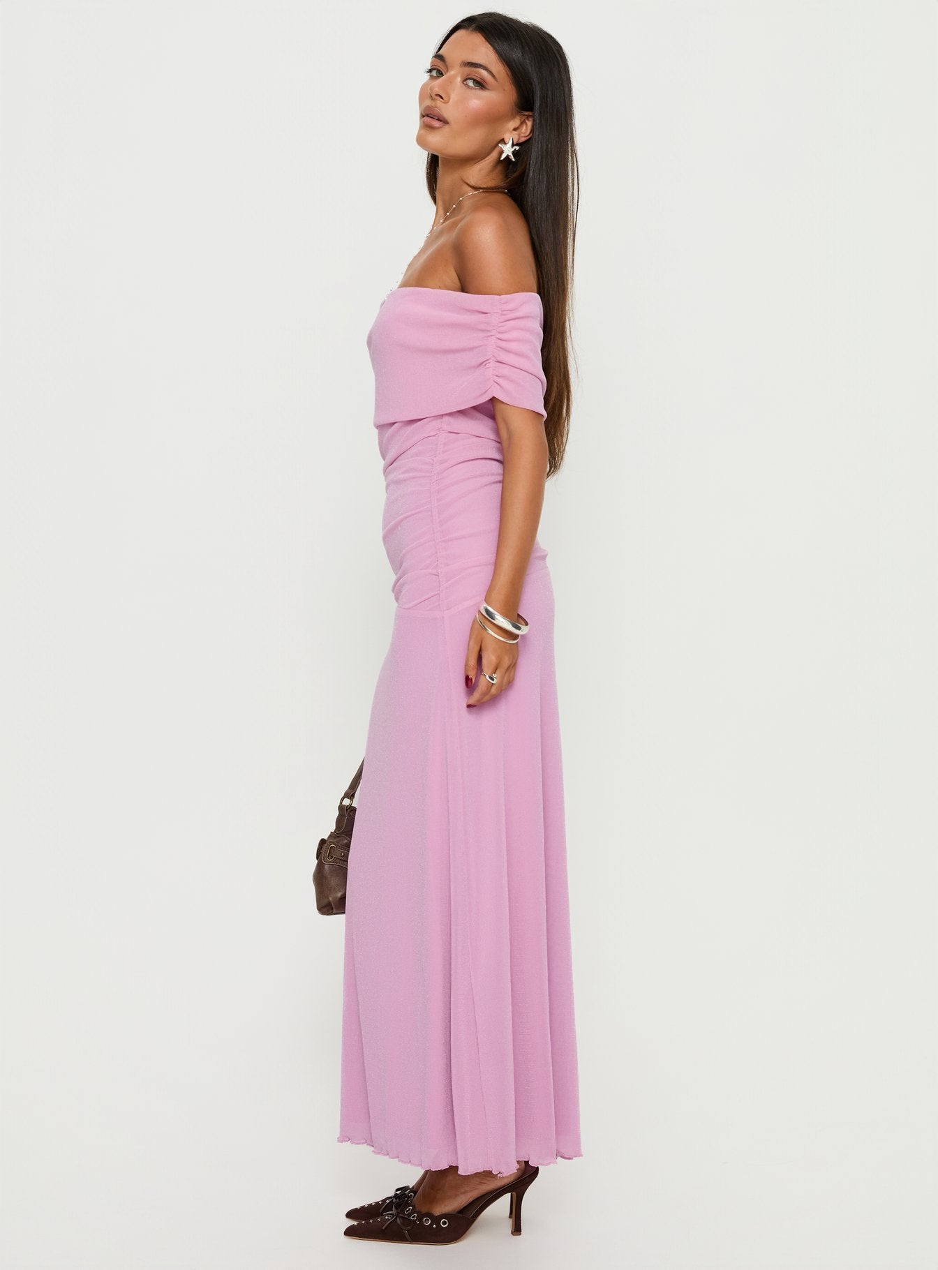 Penelopa Off Shoulder Maxi Dress Pink - Image 3
