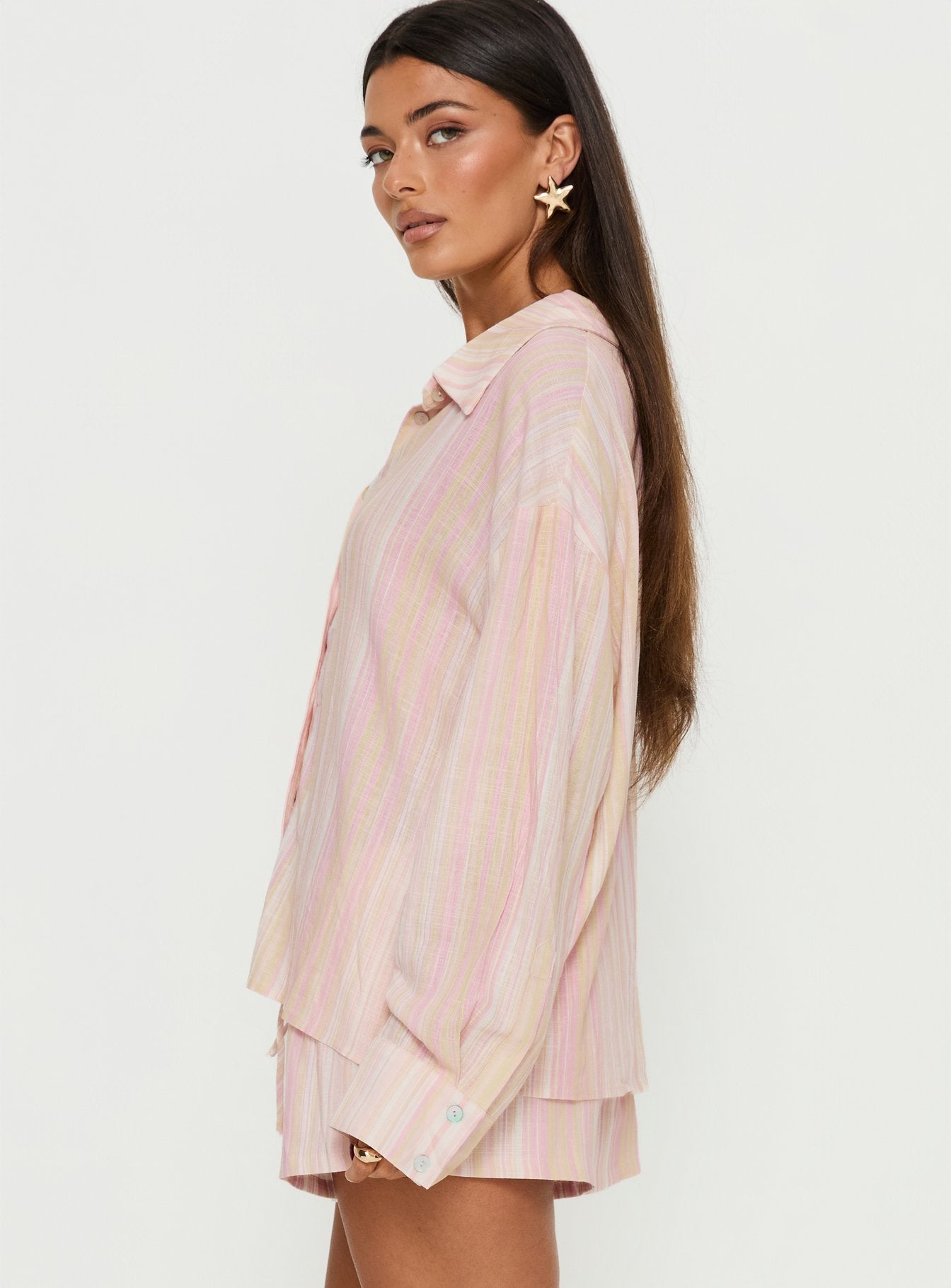 Opheliah Long Sleeve Oversized Top Pink Stripe - Image 3