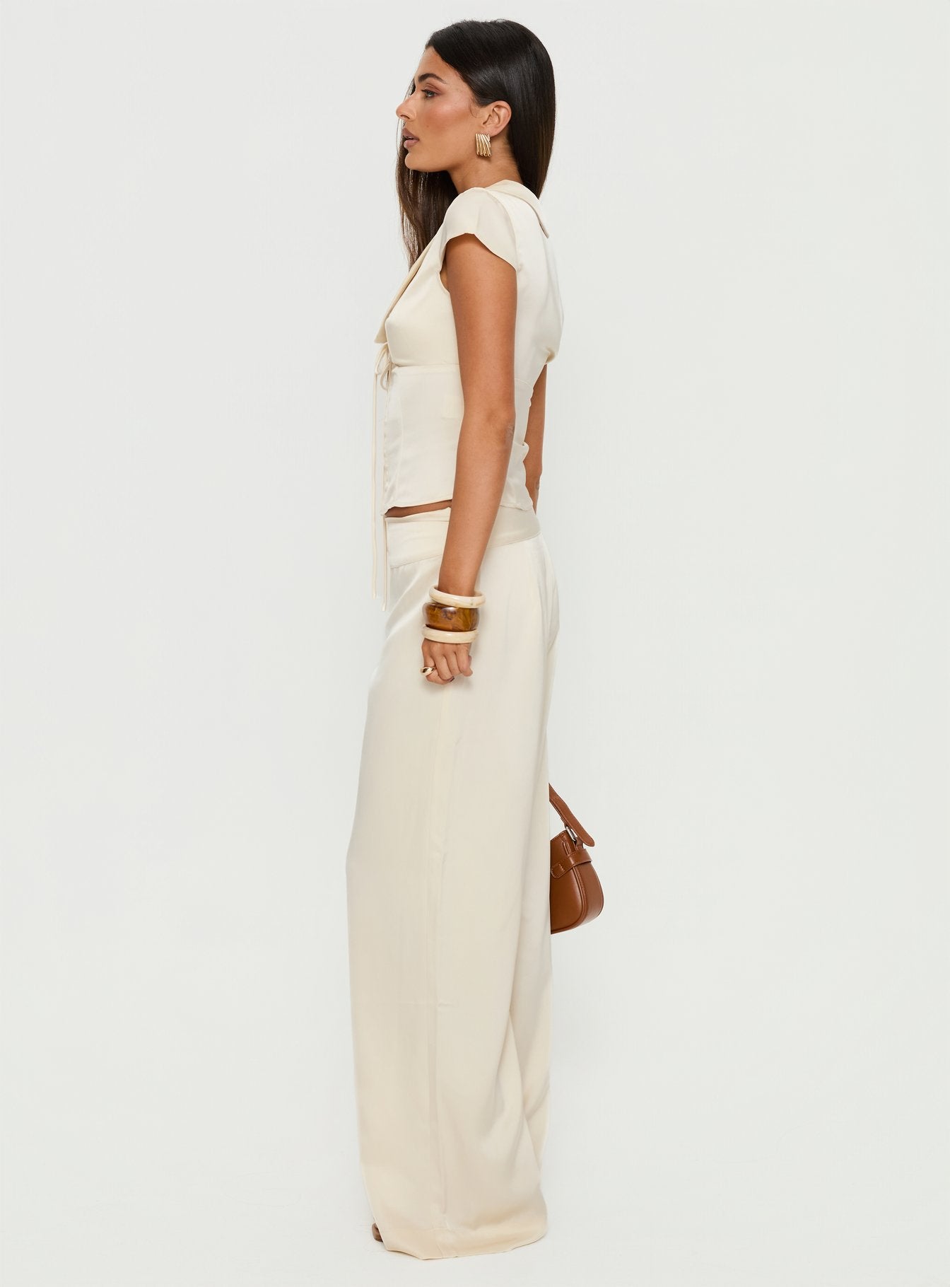 Aubrette Satin Tie Pants Cream - Image 4