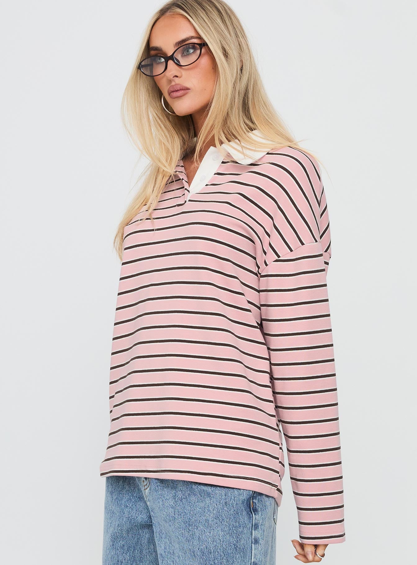 High Regard Collared Jersey Pink Stripe - Image 4