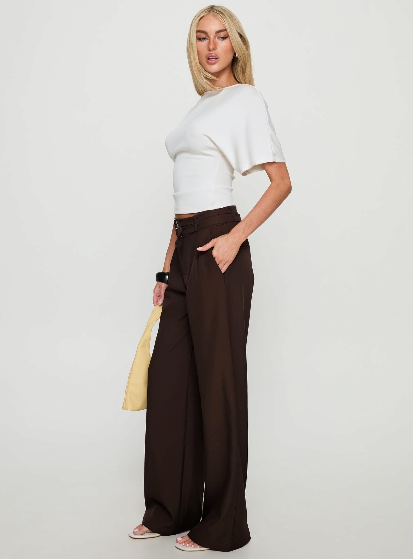 Wylma Belt Detail Tailored Pants Chocolate - Image 4