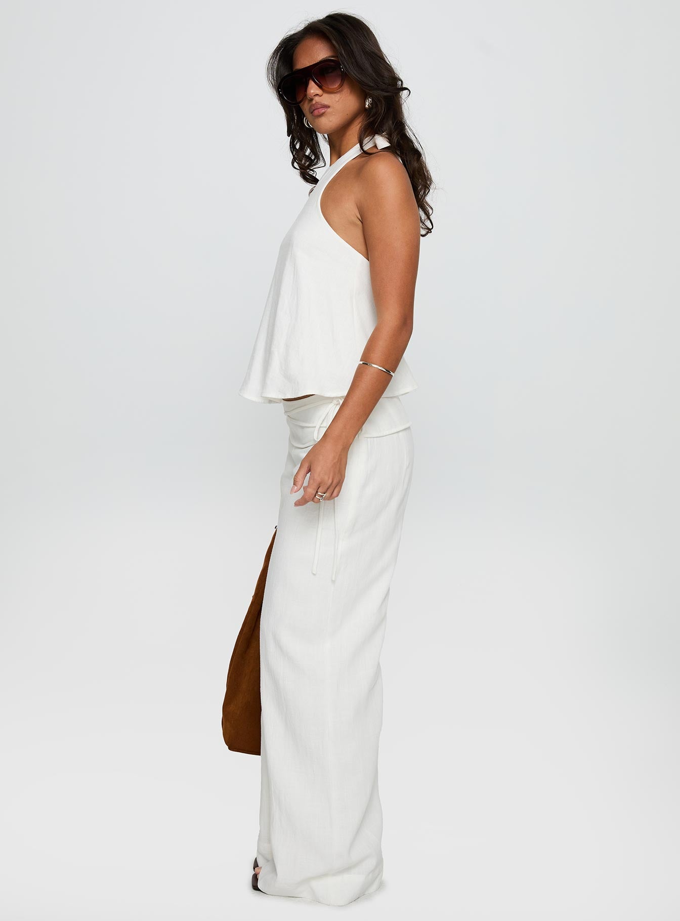 Silver Moon Linen Blend Tie Pants White - Image 4