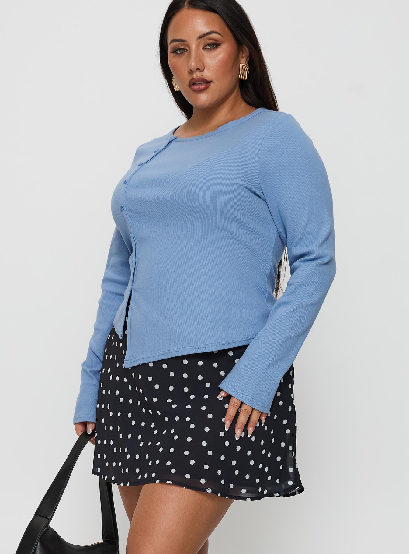 Dapple Bias Mini Skirt Black Polka Dot Curve - Image 4