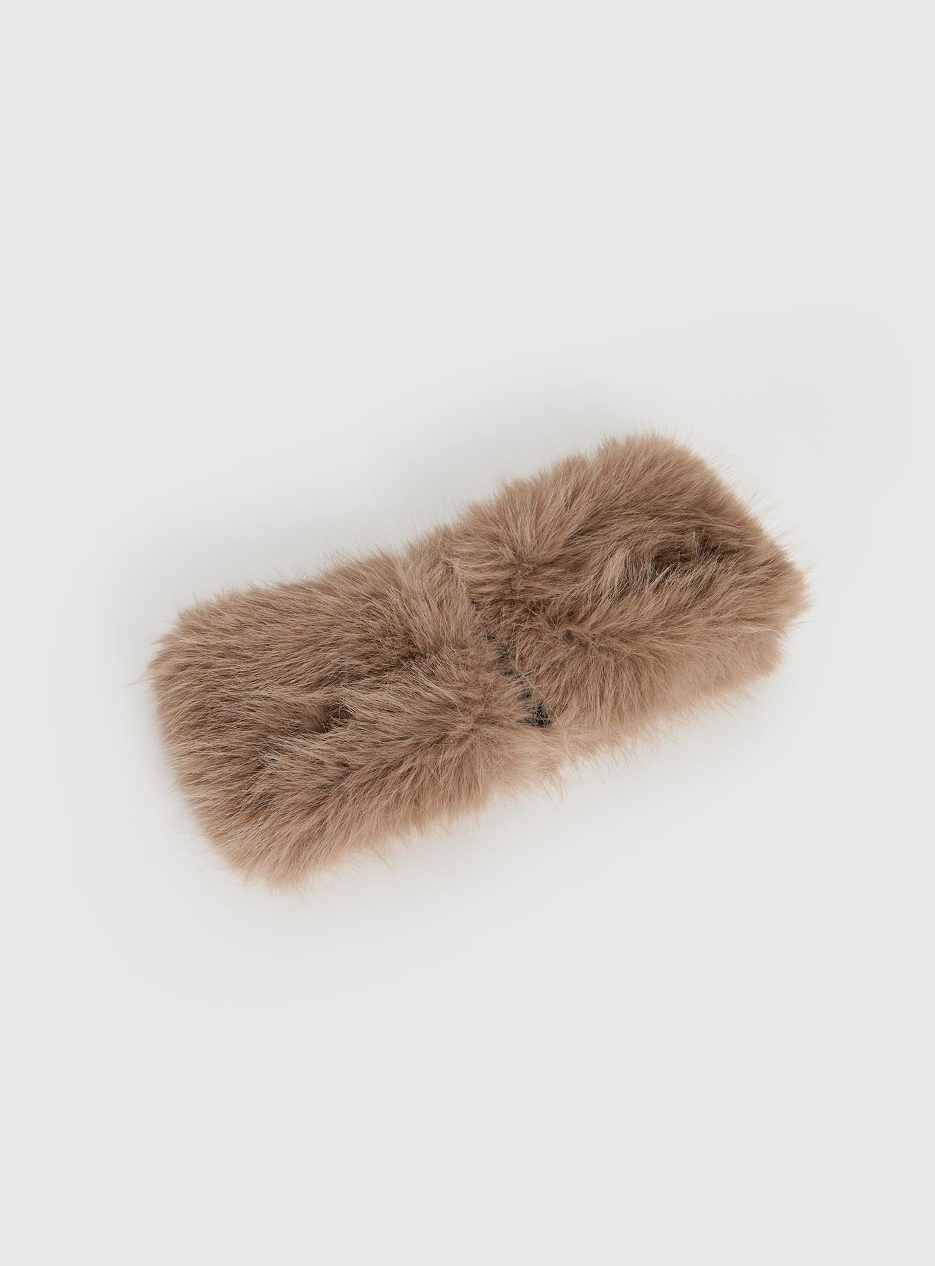 Nephele Fluffy Headband Taupe - Image 4