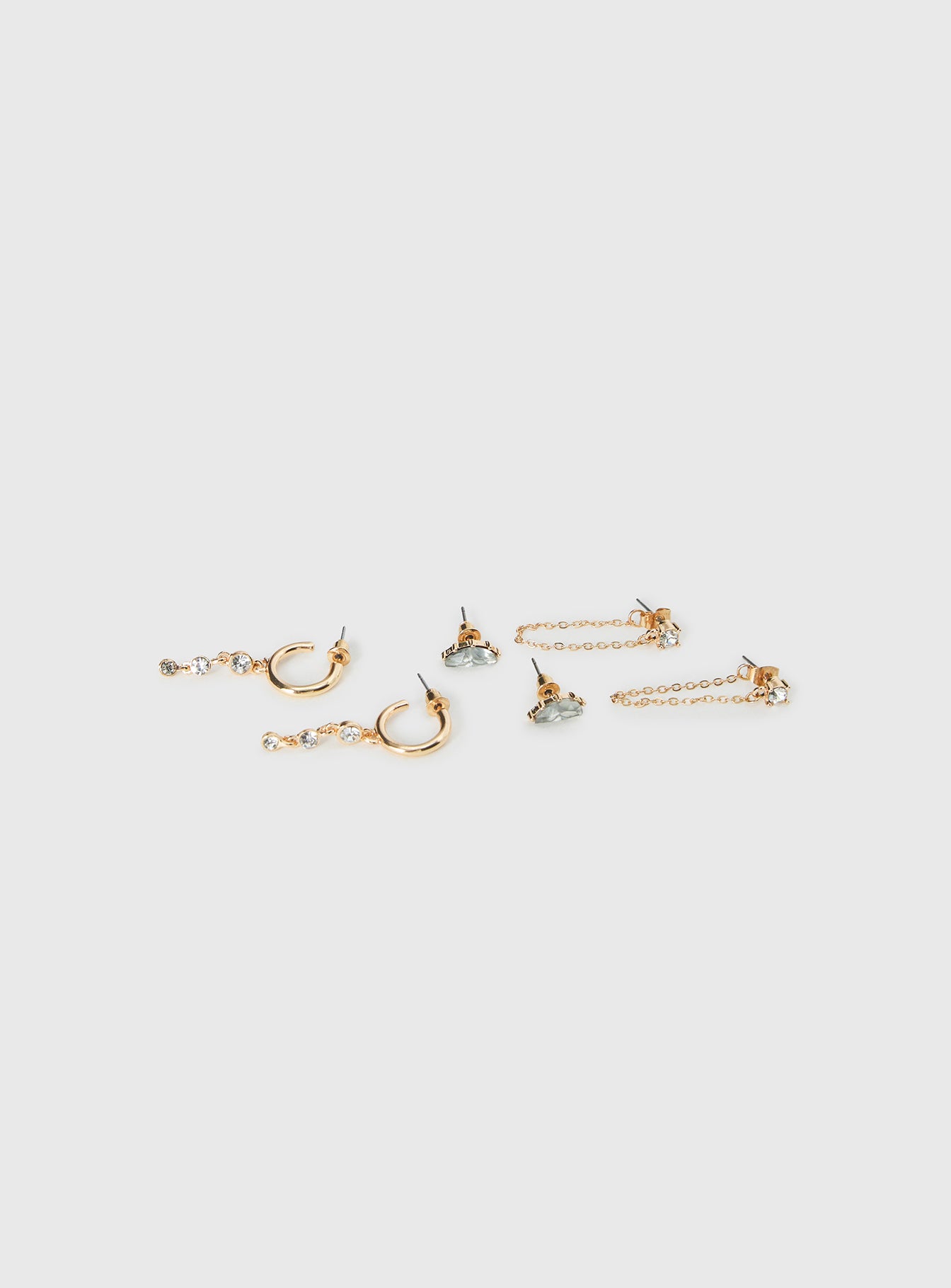 Think Later Diamante Earring Pack Gold - Image 3