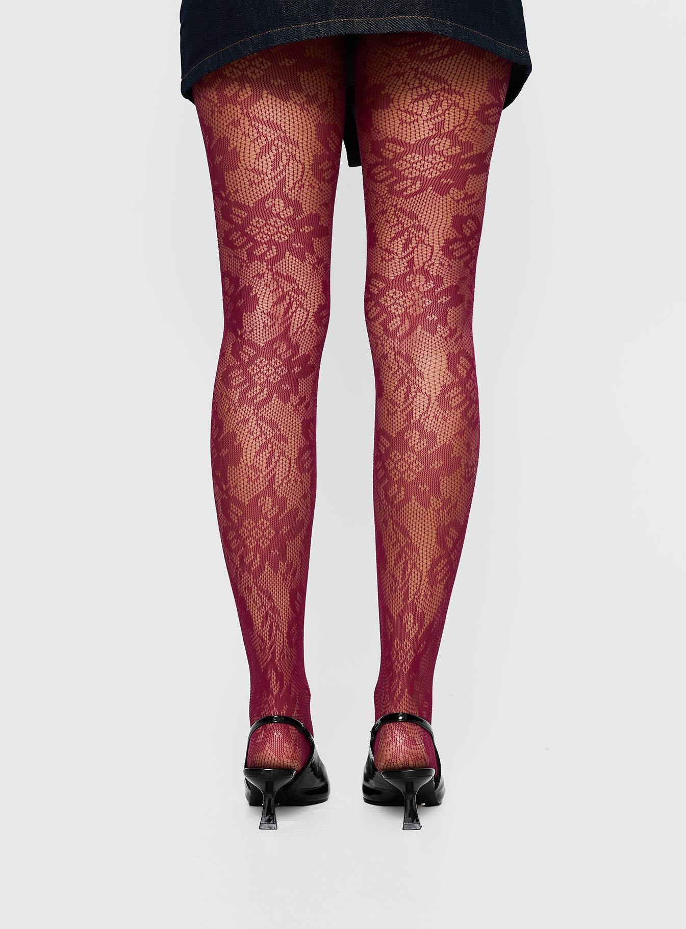 Ammelia Sheer Lace Tights Red - Image 4