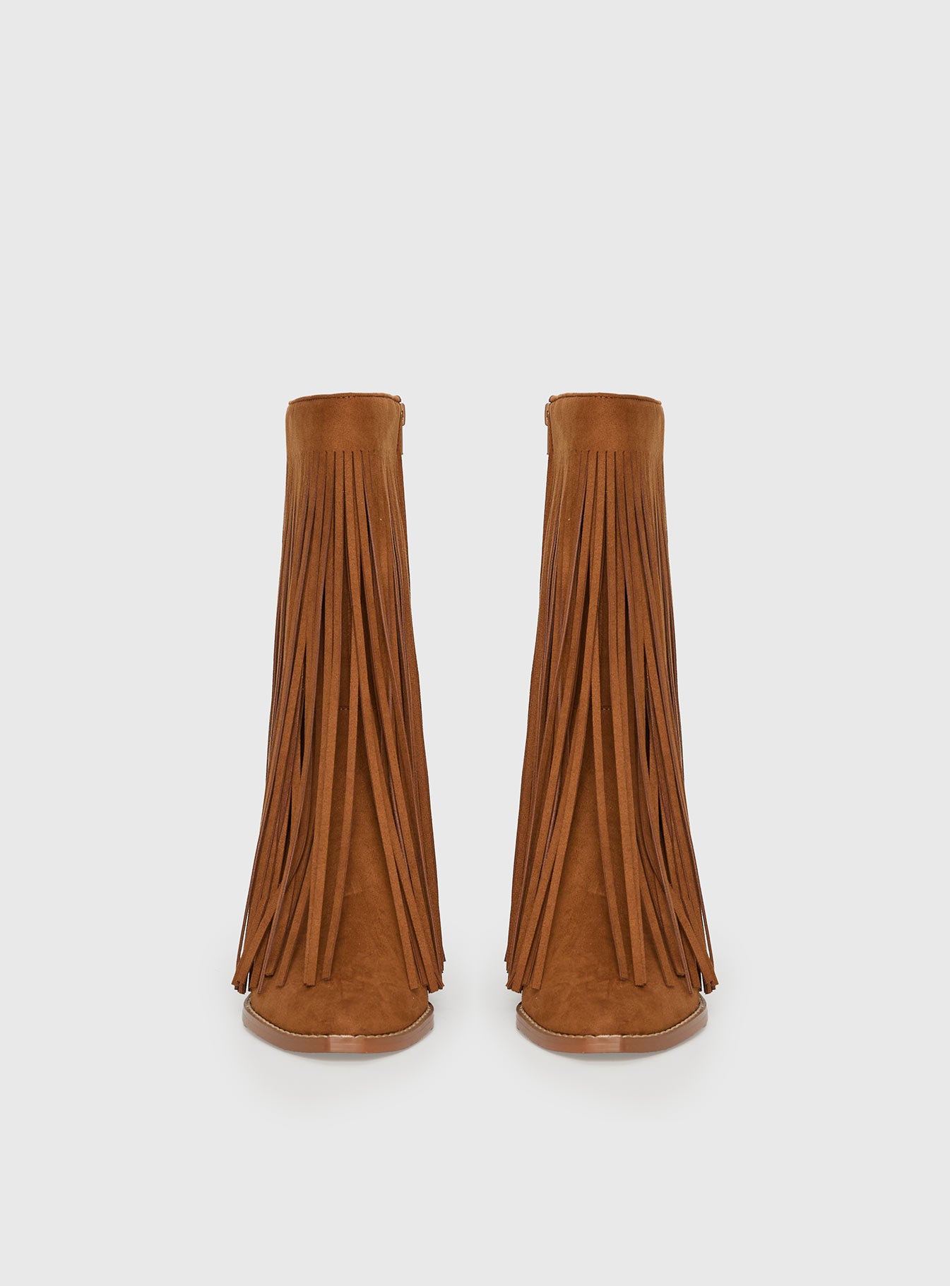 Wild Card Tassel Faux Suede Boots Brown - Image 4