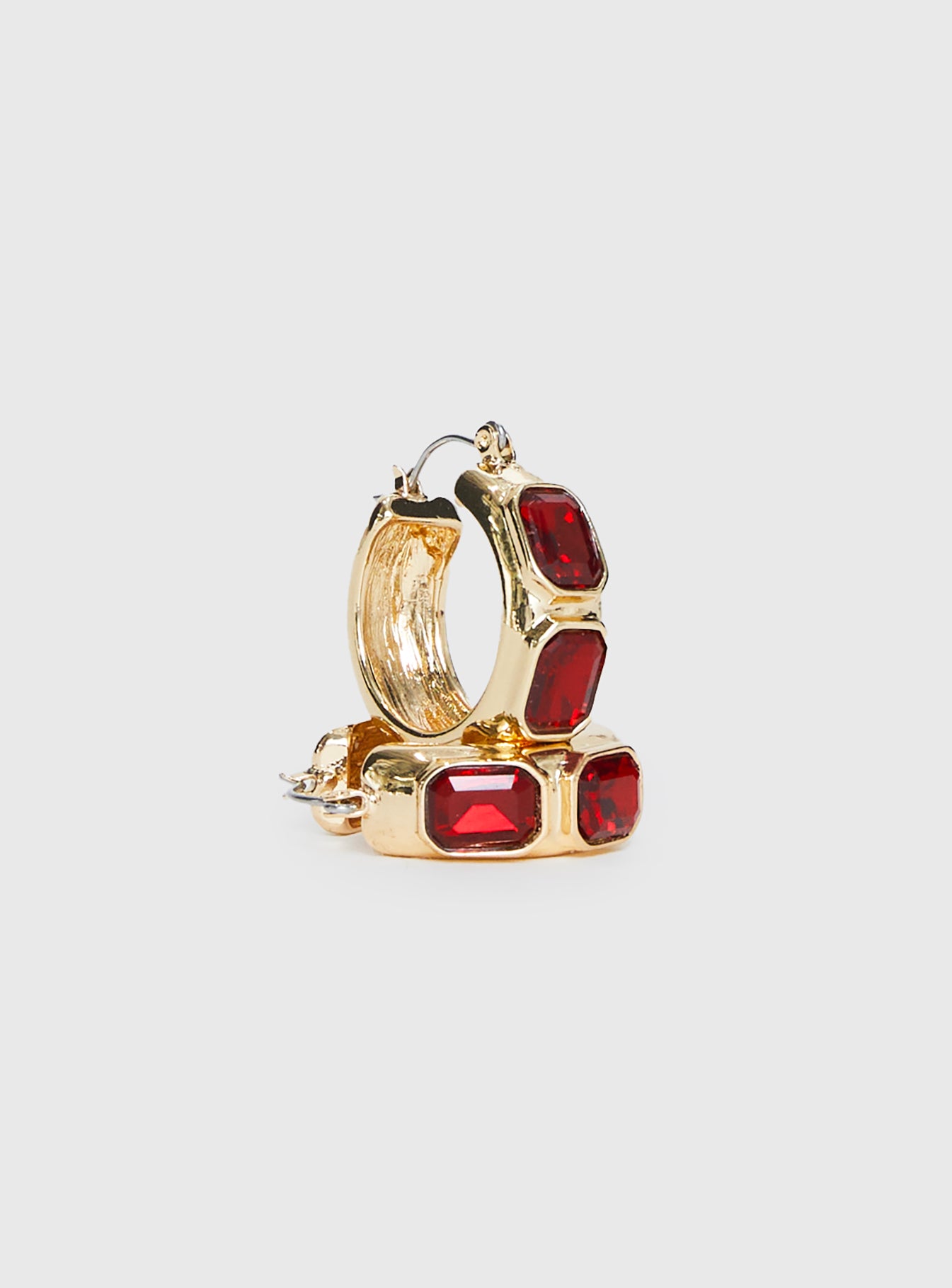 Gabrianna Hoop Earrings Gold Red - Image 4