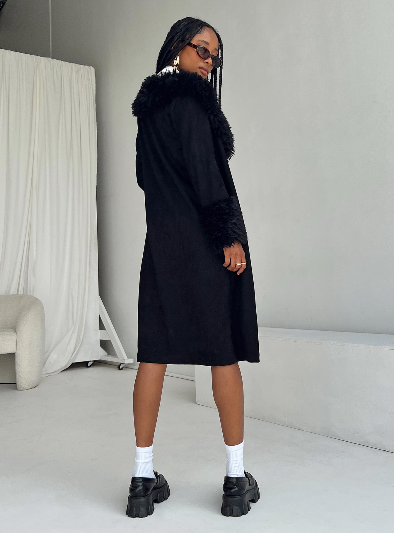 After Party Shearling Jacket Black - Image 6