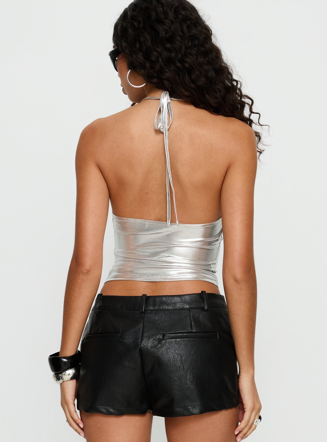 Daniele Cowl Neck Halter Top Silver - Image 5