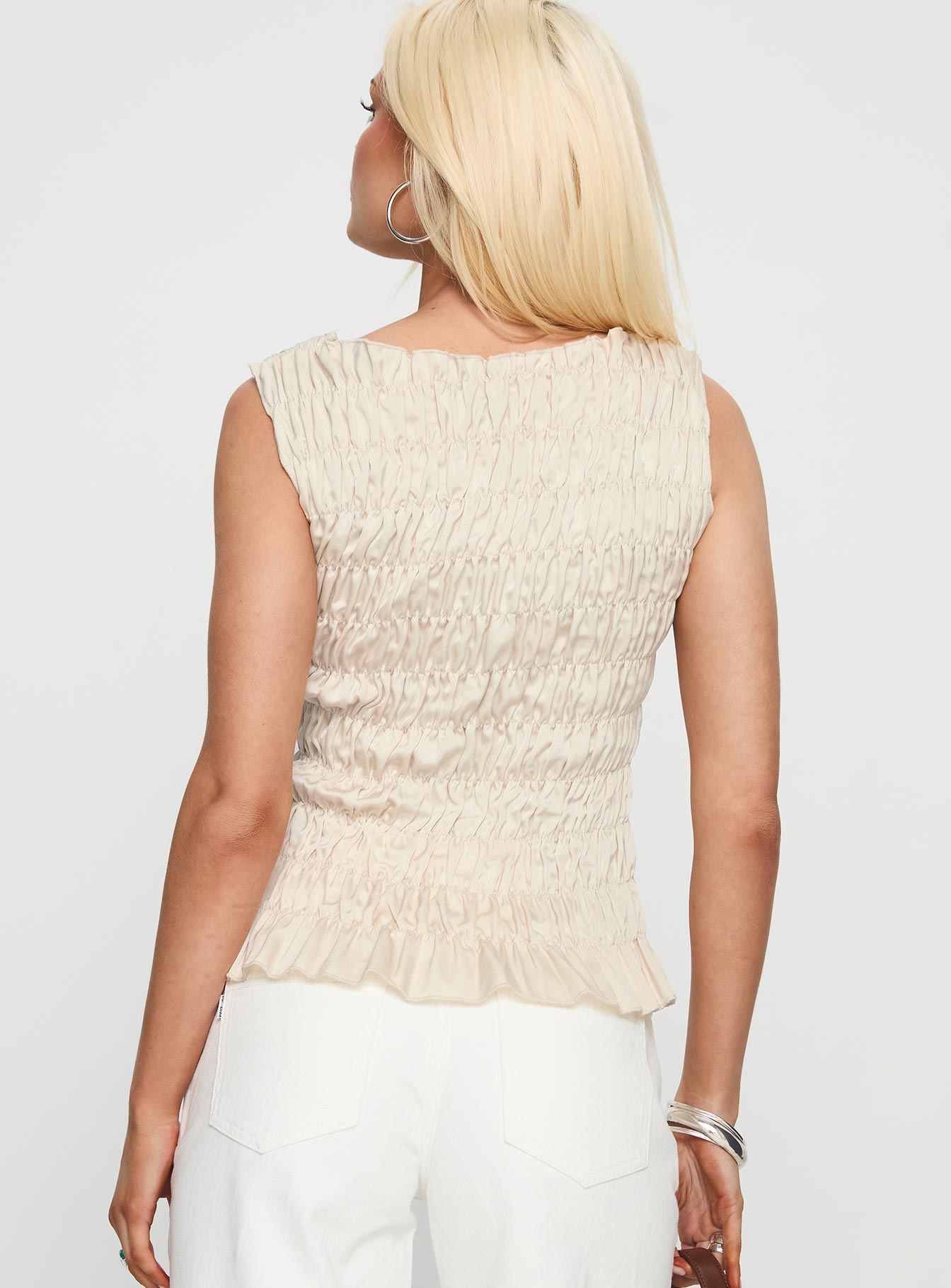 Elenir Shirred Top Beige - Image 5