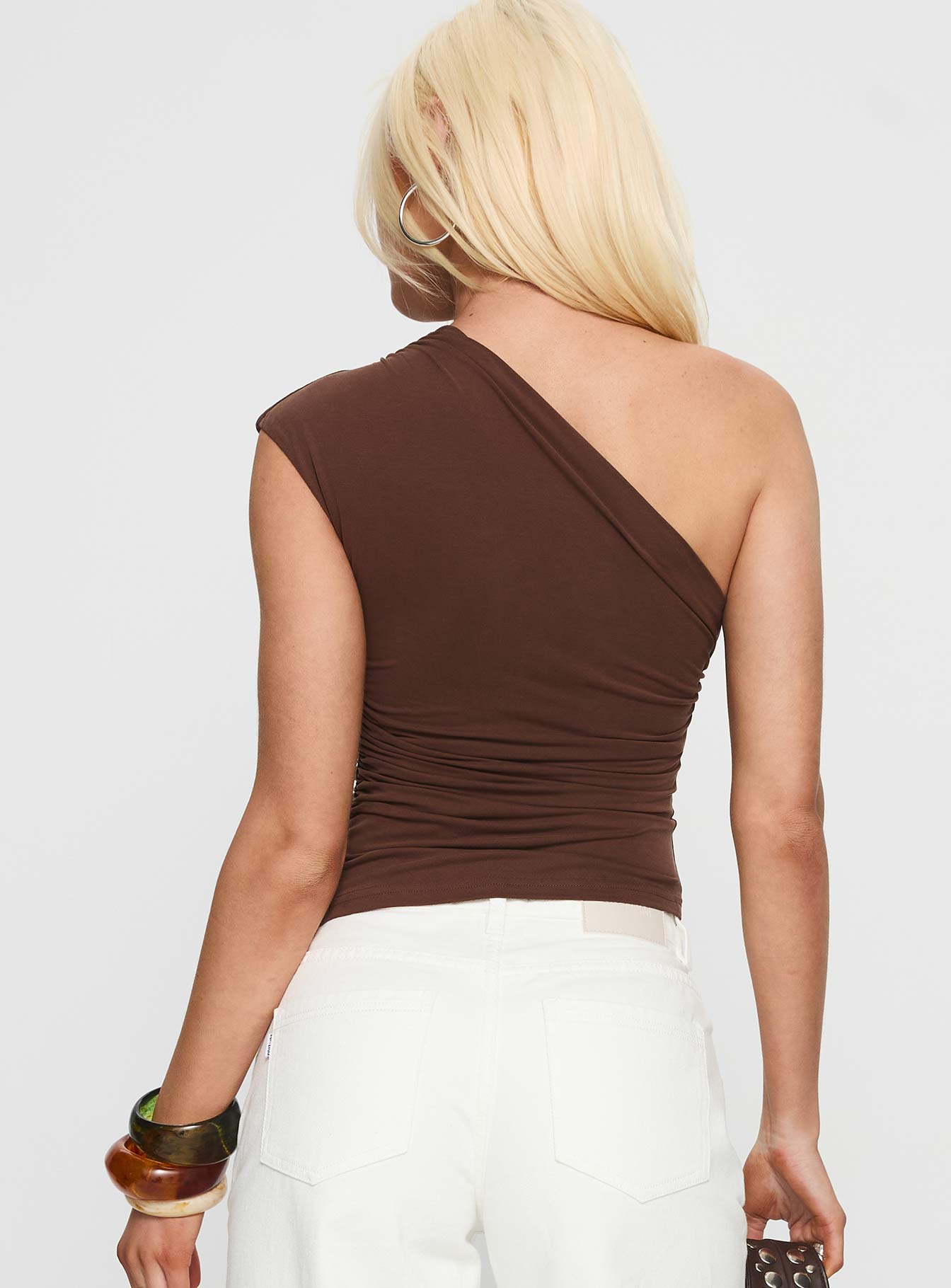 Amelyn One Shoulder Top Brown - Image 5