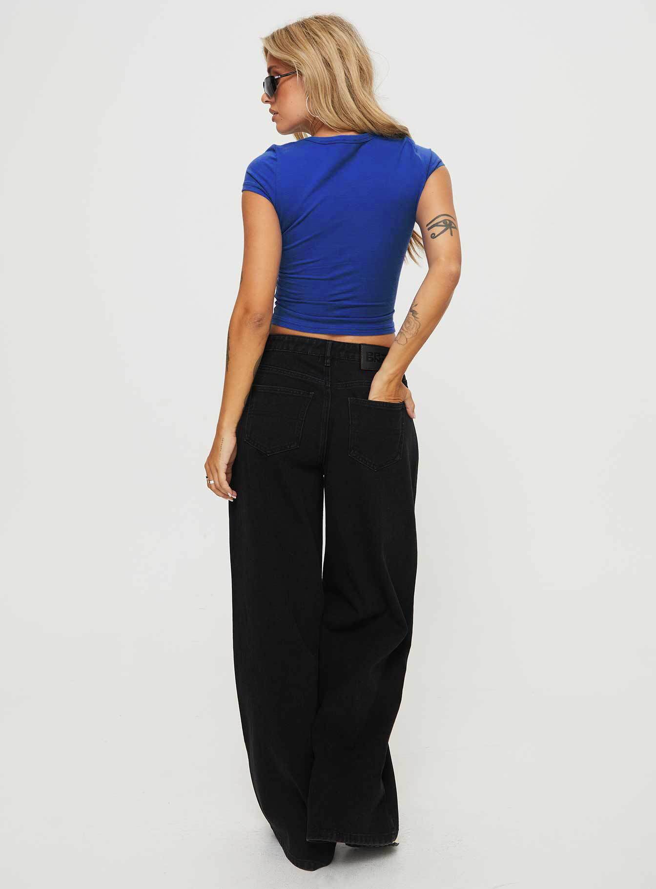 Naylor Mid Rise Wide Leg Jeans Washed Black Denim - Image 5