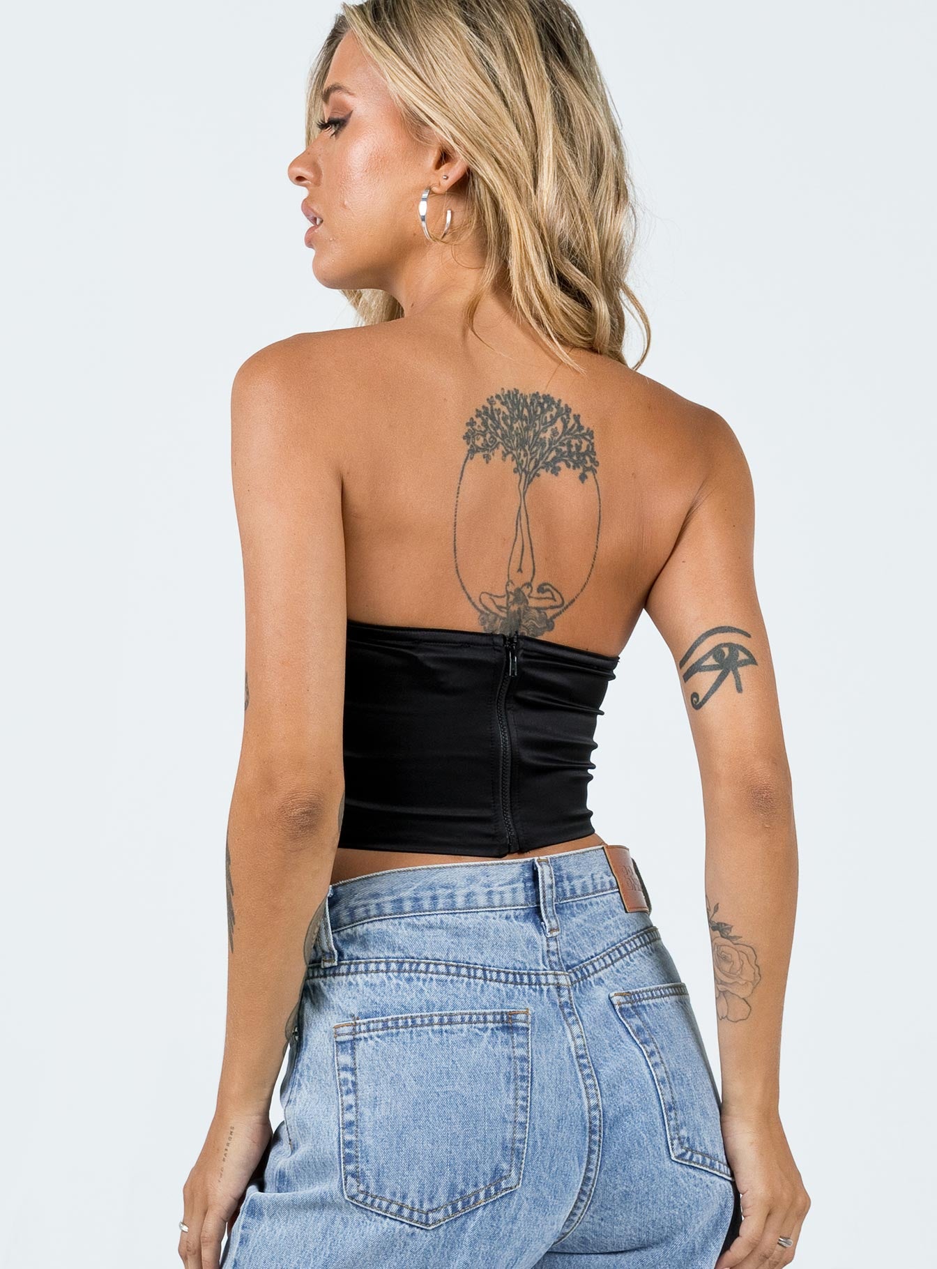 Harto Lace Strapless Top Black - Image 6