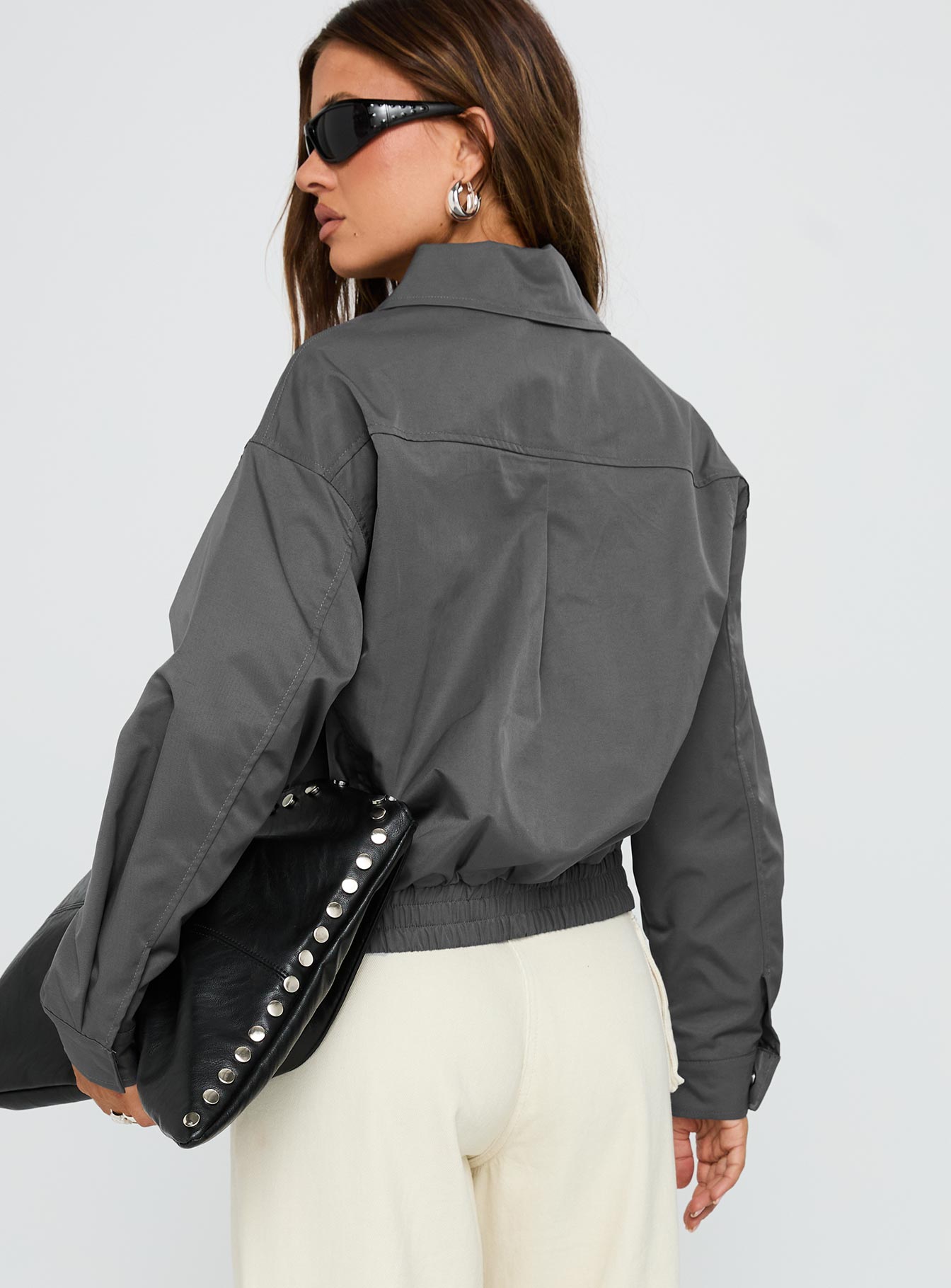Call You Up Bomber Jacket Charcoal - Image 5