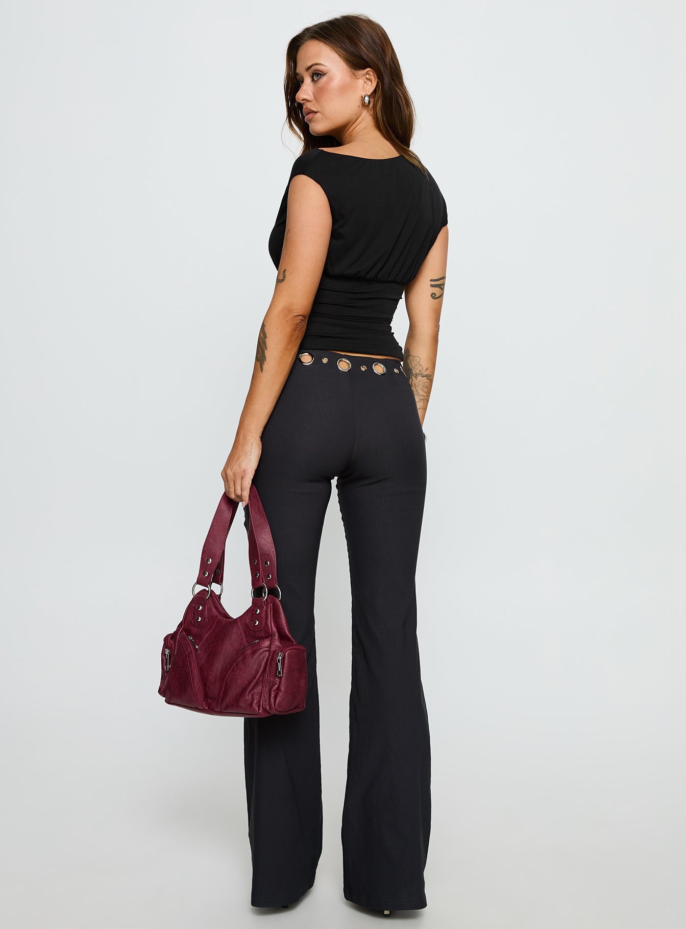True Grit Eyelet Flare Pants Grey - Image 5