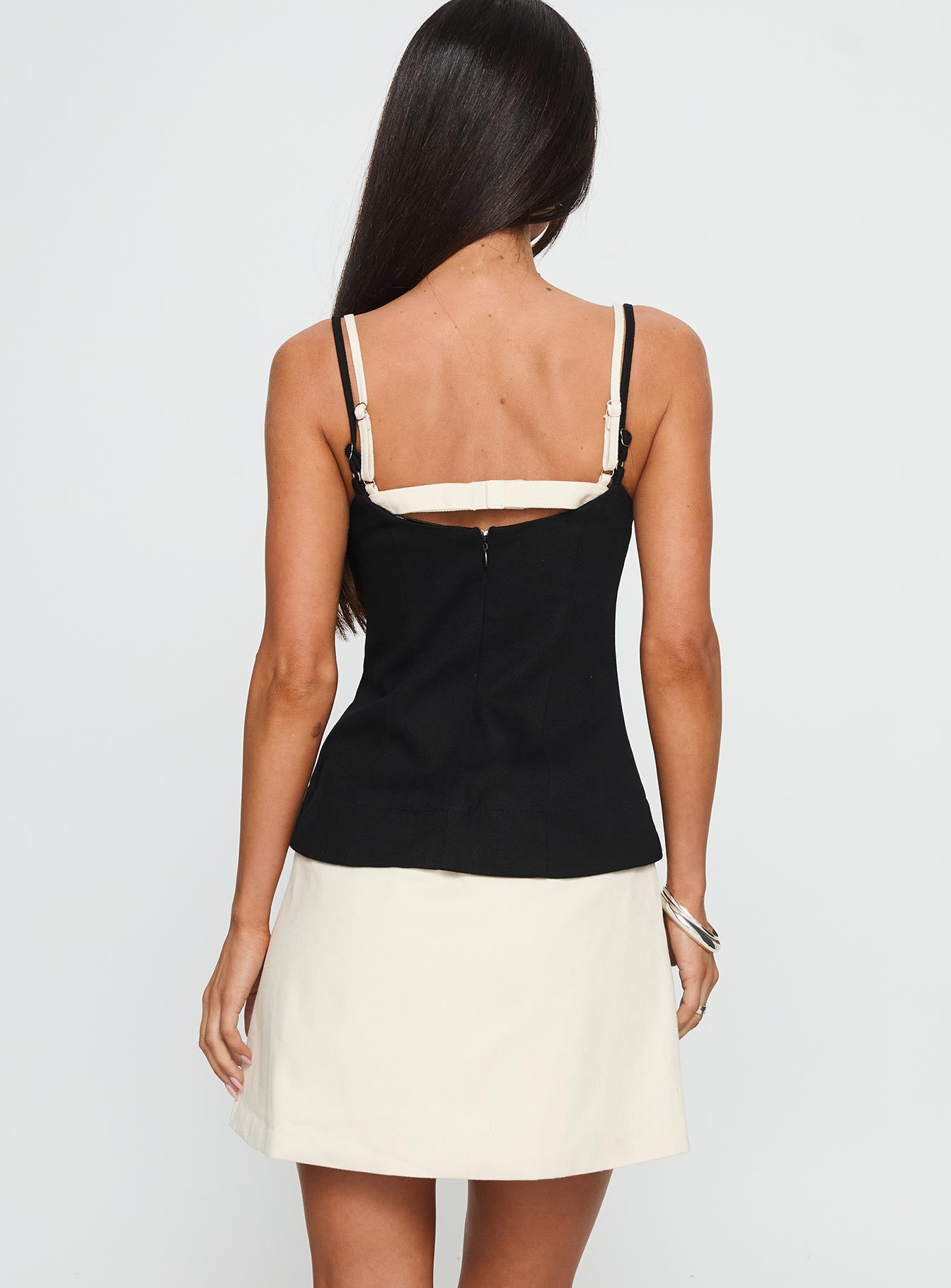 Mariselle Layered Corset Mini Dress Black Cream - Image 5