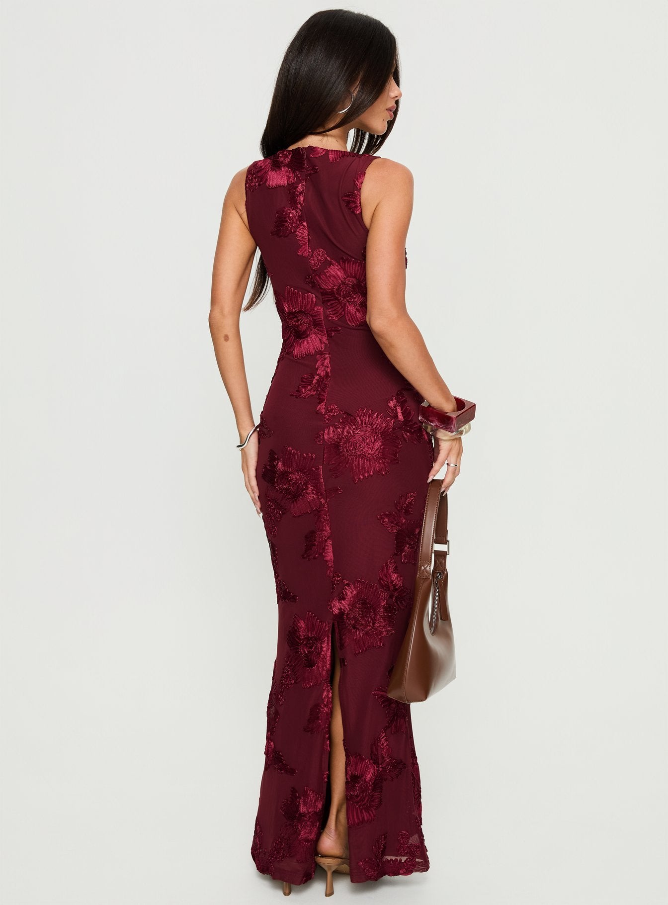 Fionna Floral Maxi Dress Burgundy - Image 5