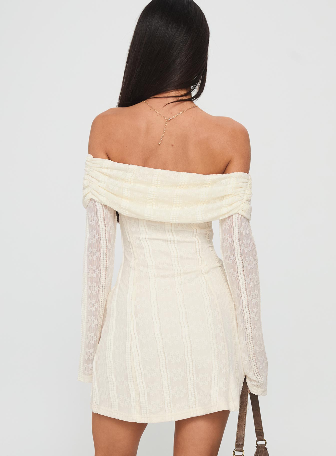 Colettie Long Sleeve Mini Dress Cream - Image 5