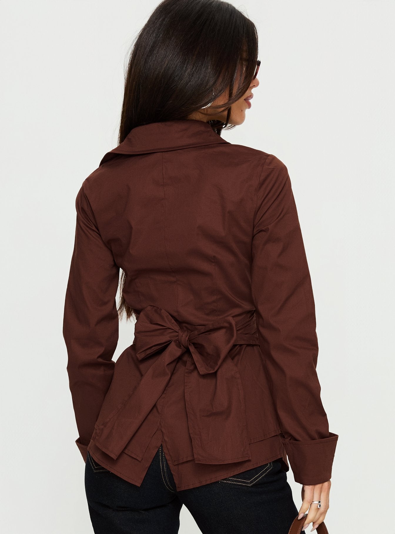 Shapeshifter Twist Long Sleeve Shirt Chocolate - Image 4