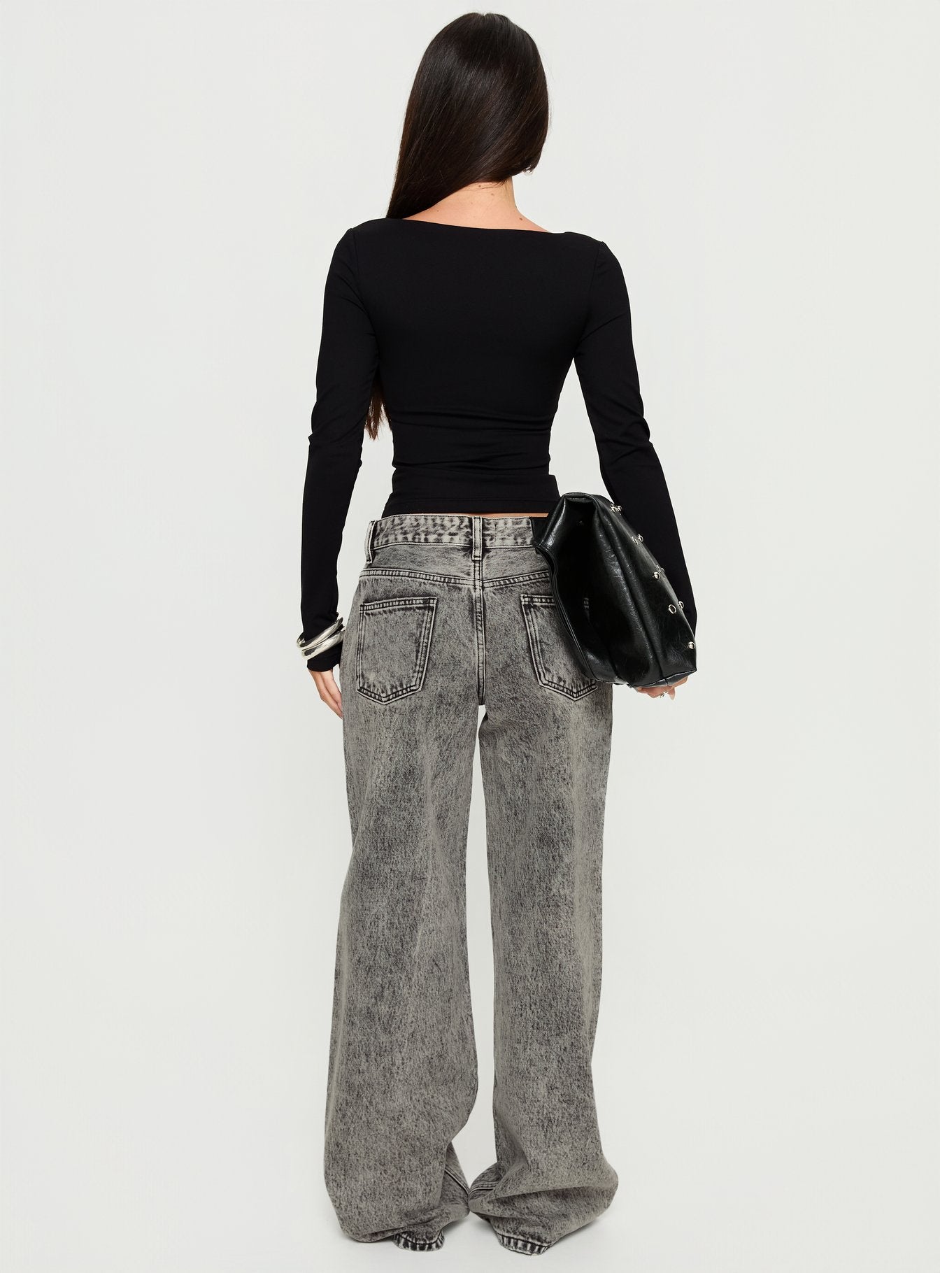 Serenitia Mid Rise Relaxed Jeans Washed Grey - Image 4