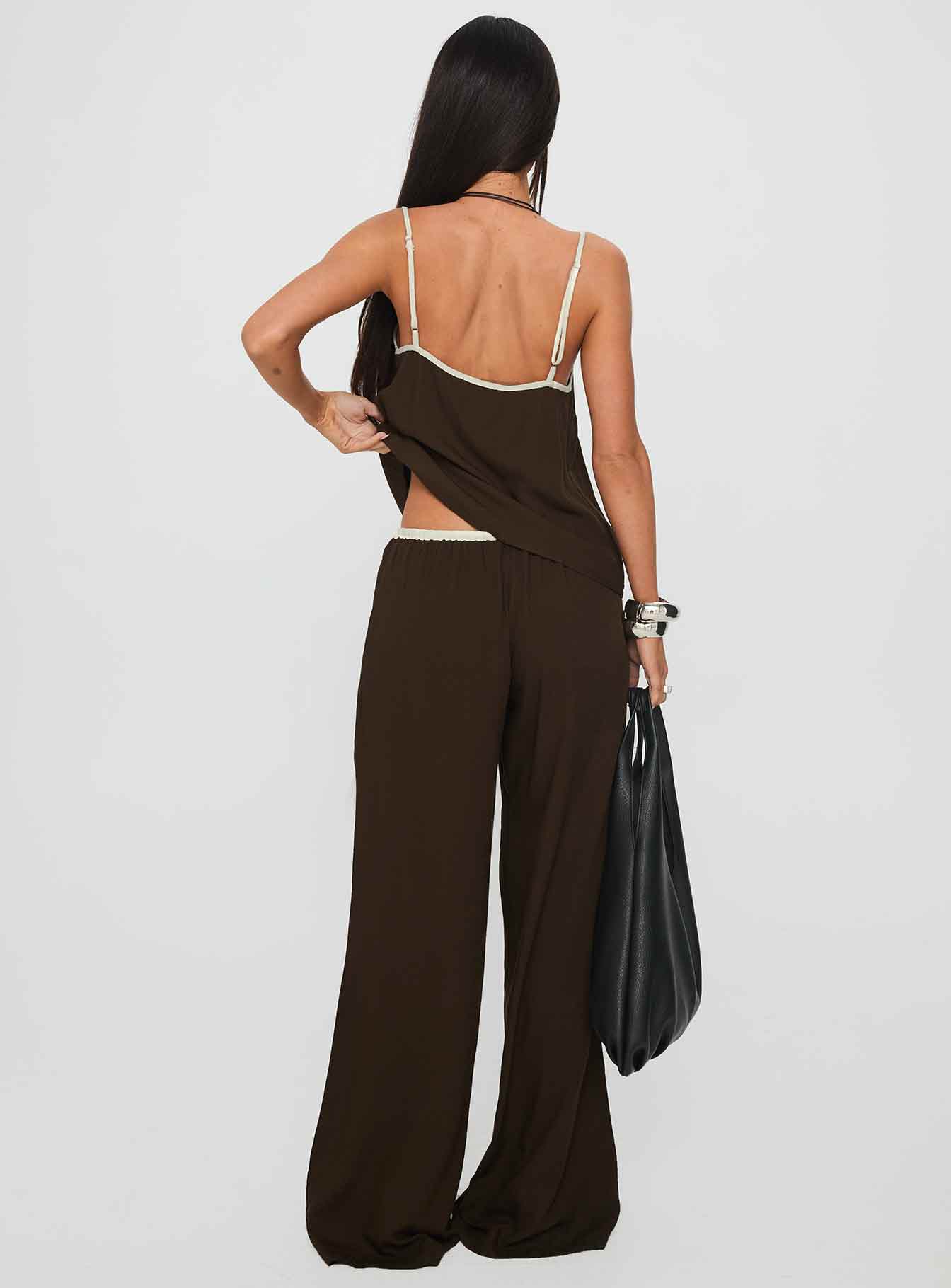 Nolei Contrast Pant Set Chocolate White - Image 4