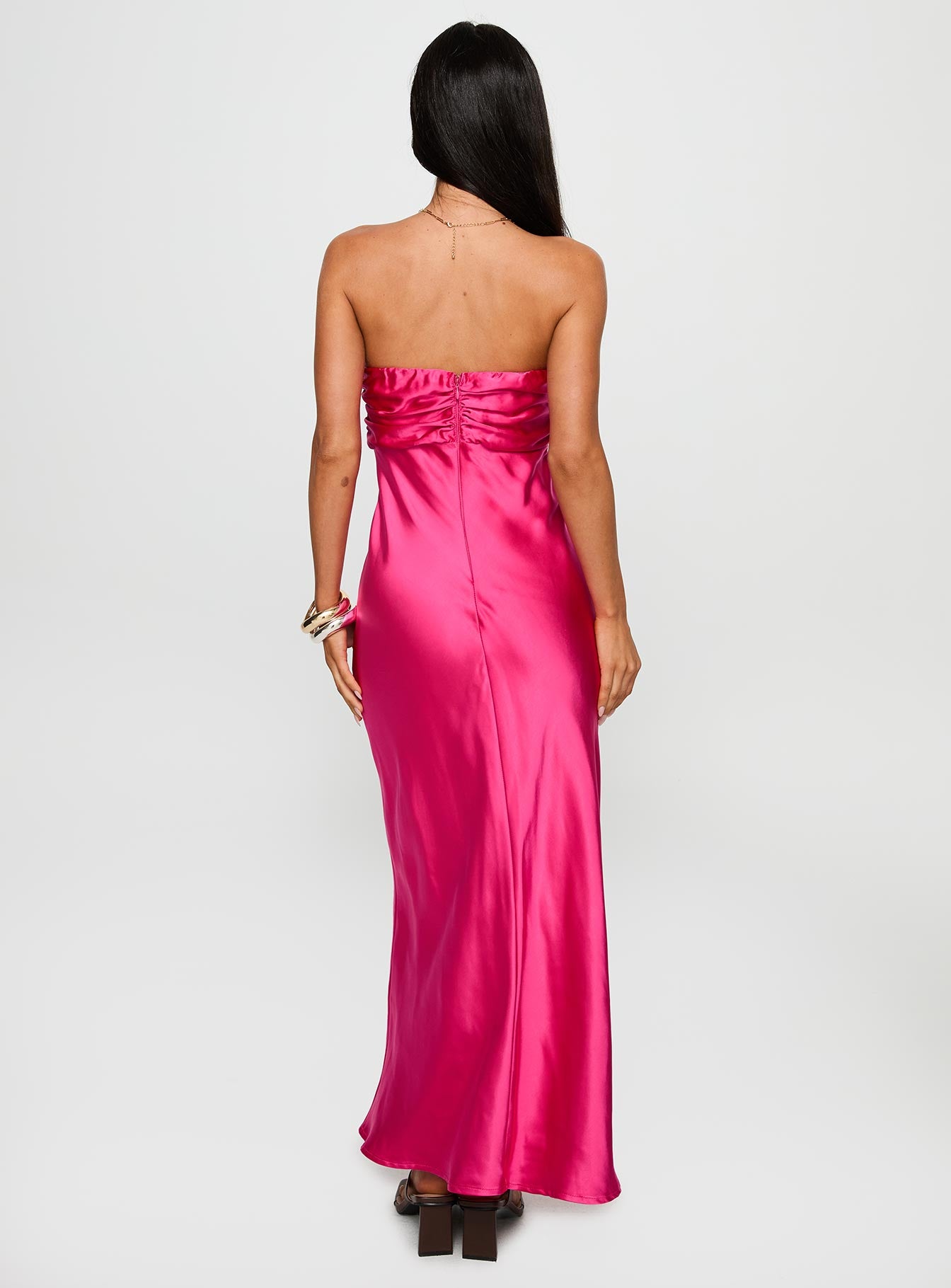 Cyprian Strapless Maxi Dress Hot Pink - Image 4