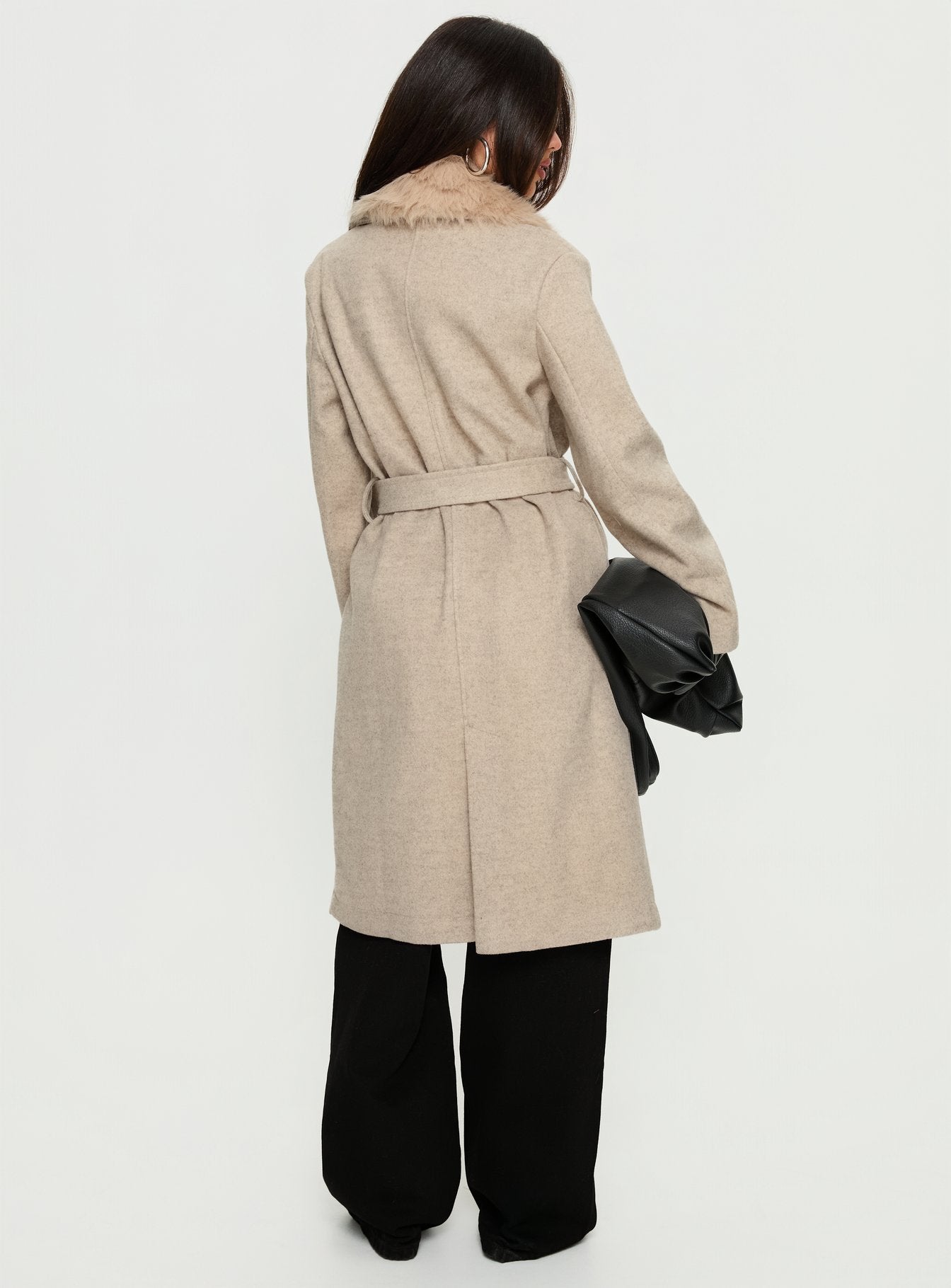 Hallyn Faux Fur Collar Coat Beige - Image 5