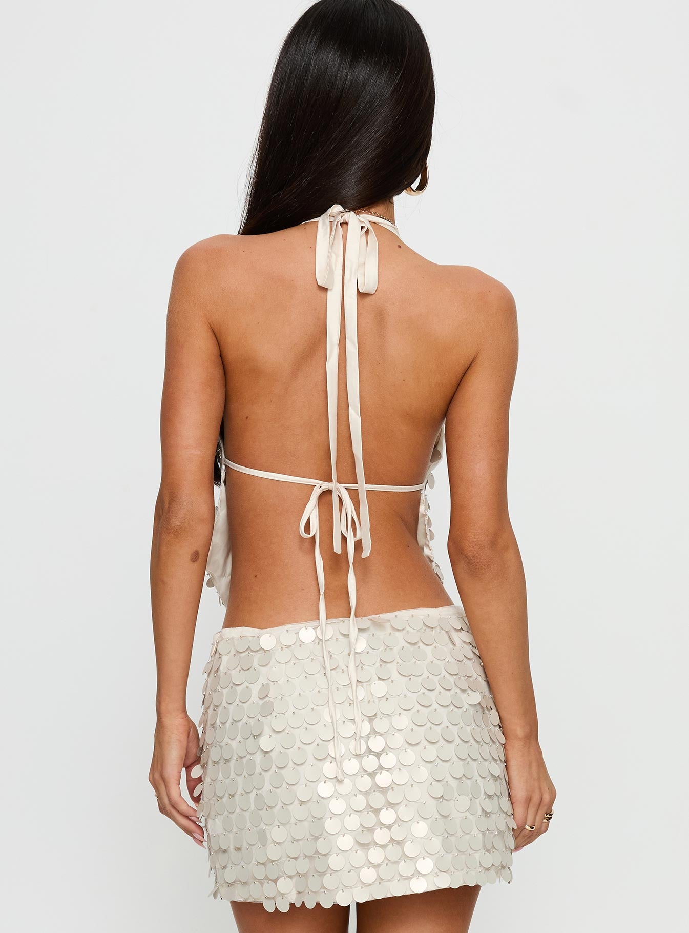 Brittanie Sequin Backless Top Cream - Image 5