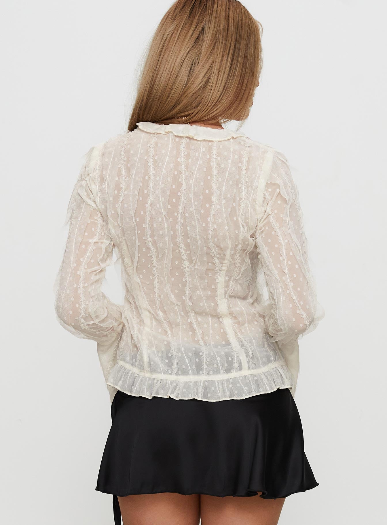 Sainz Frill Long Sleeve Top Cream - Image 5