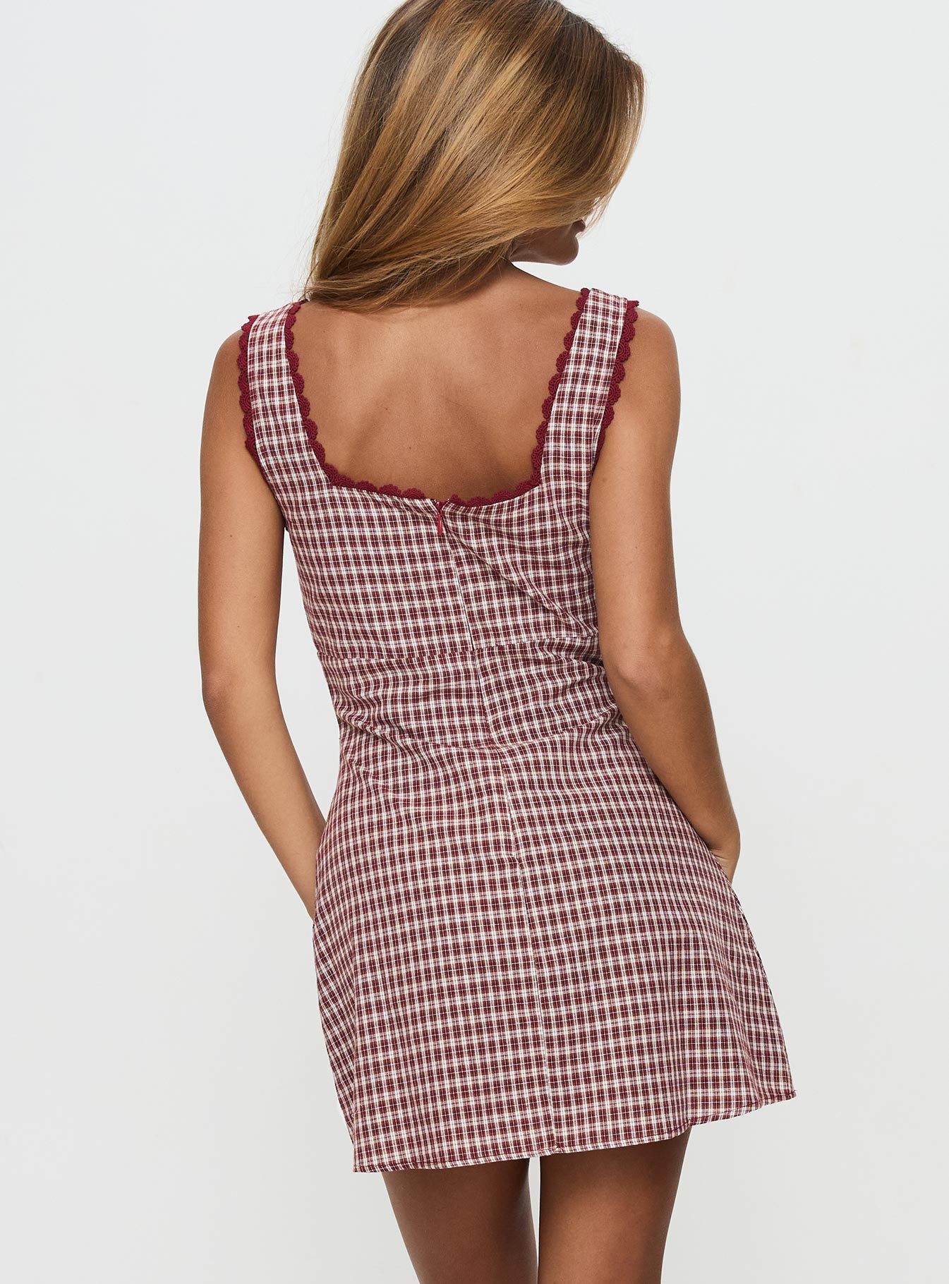 Dasha Mini Dress Red Check Tall - Image 5