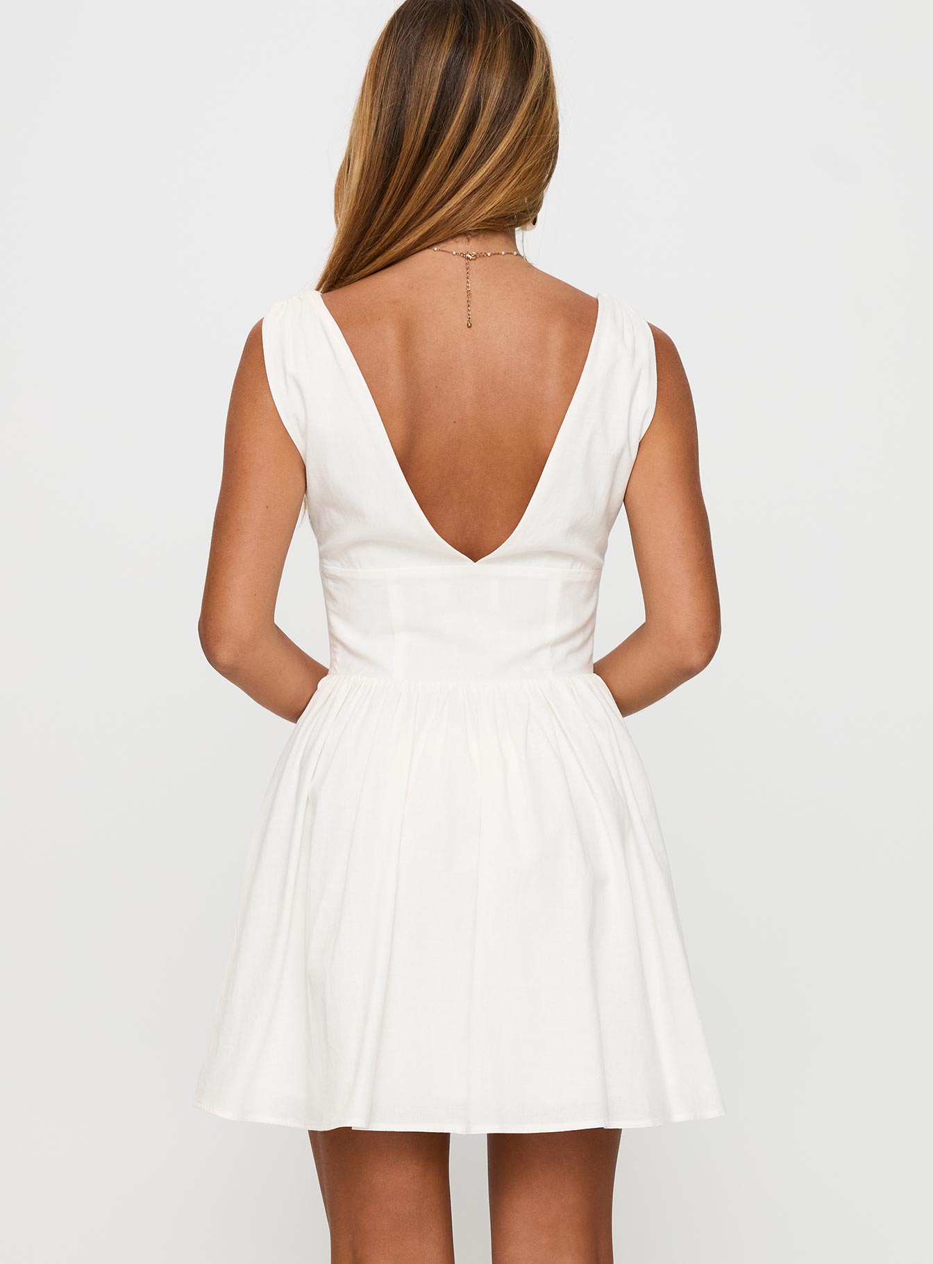 Mattison Plunge Mini Dress White - Image 5