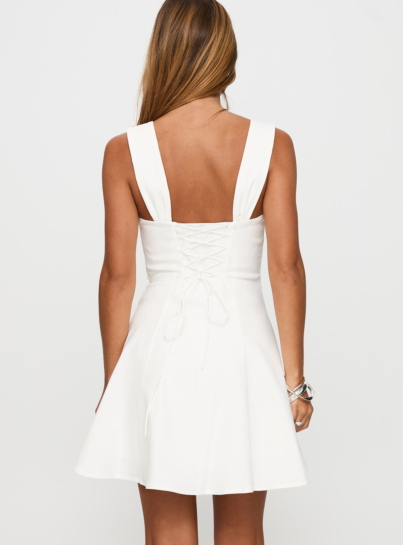 Honey Suckle Tie Up Mini Dress White - Image 5