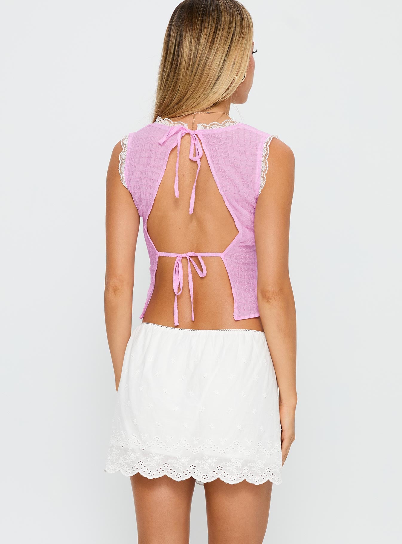 Wish Upon Broderie Mini Skirt White - Image 5