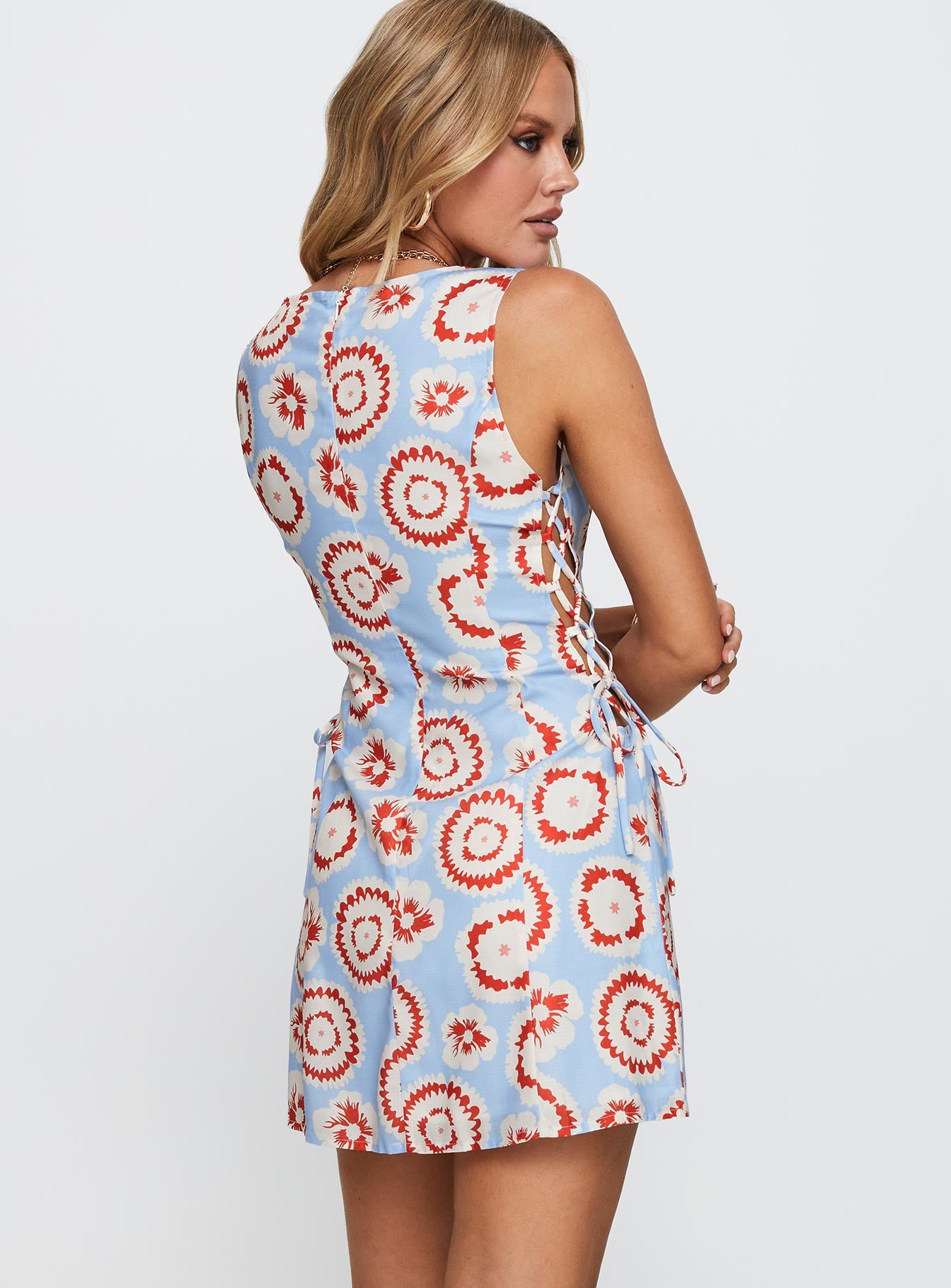 Earlie Mini Dress Blue Red - Image 5
