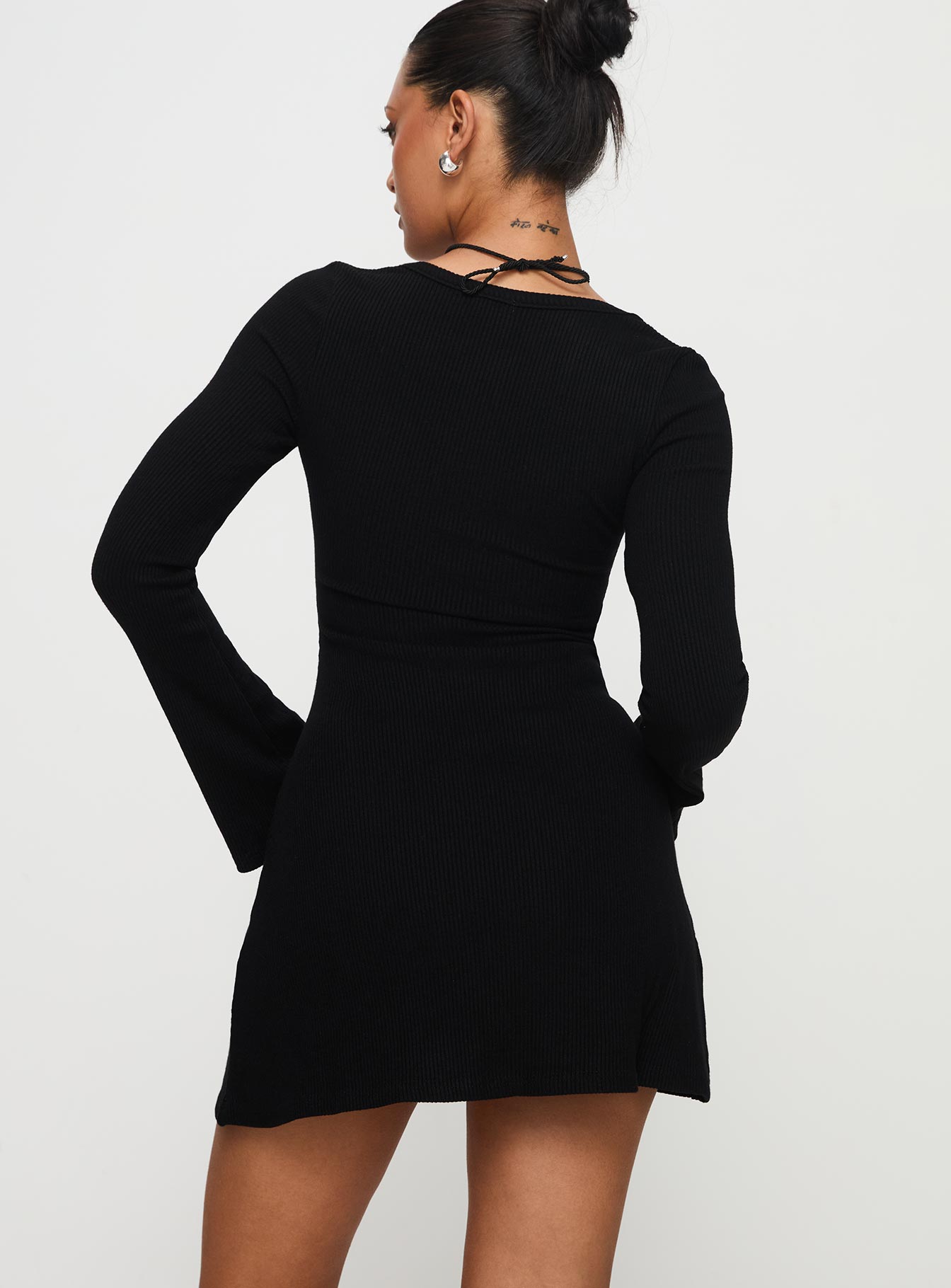 Best Interest Long Sleeve Mini Dress Black Petite - Image 4