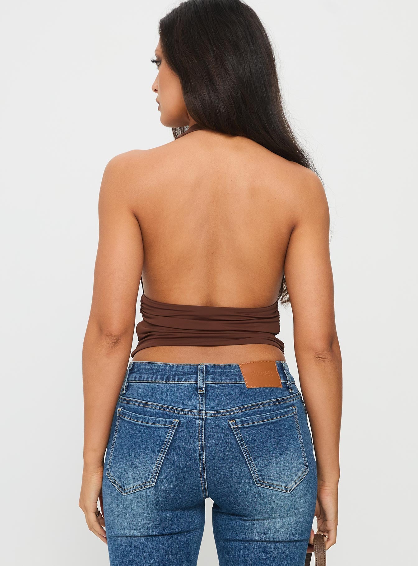 Remarkable Plunged Cowl Neck Top Brown - Image 5