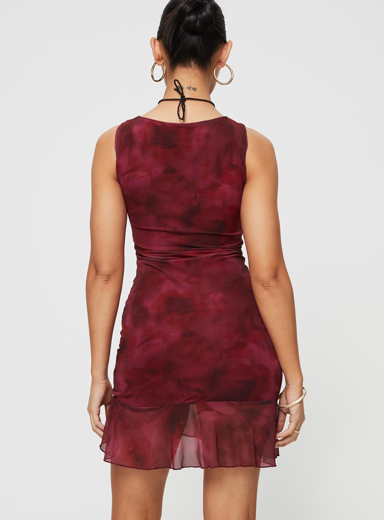 Molita Ruffle Hem Mini Dress Red - Image 6