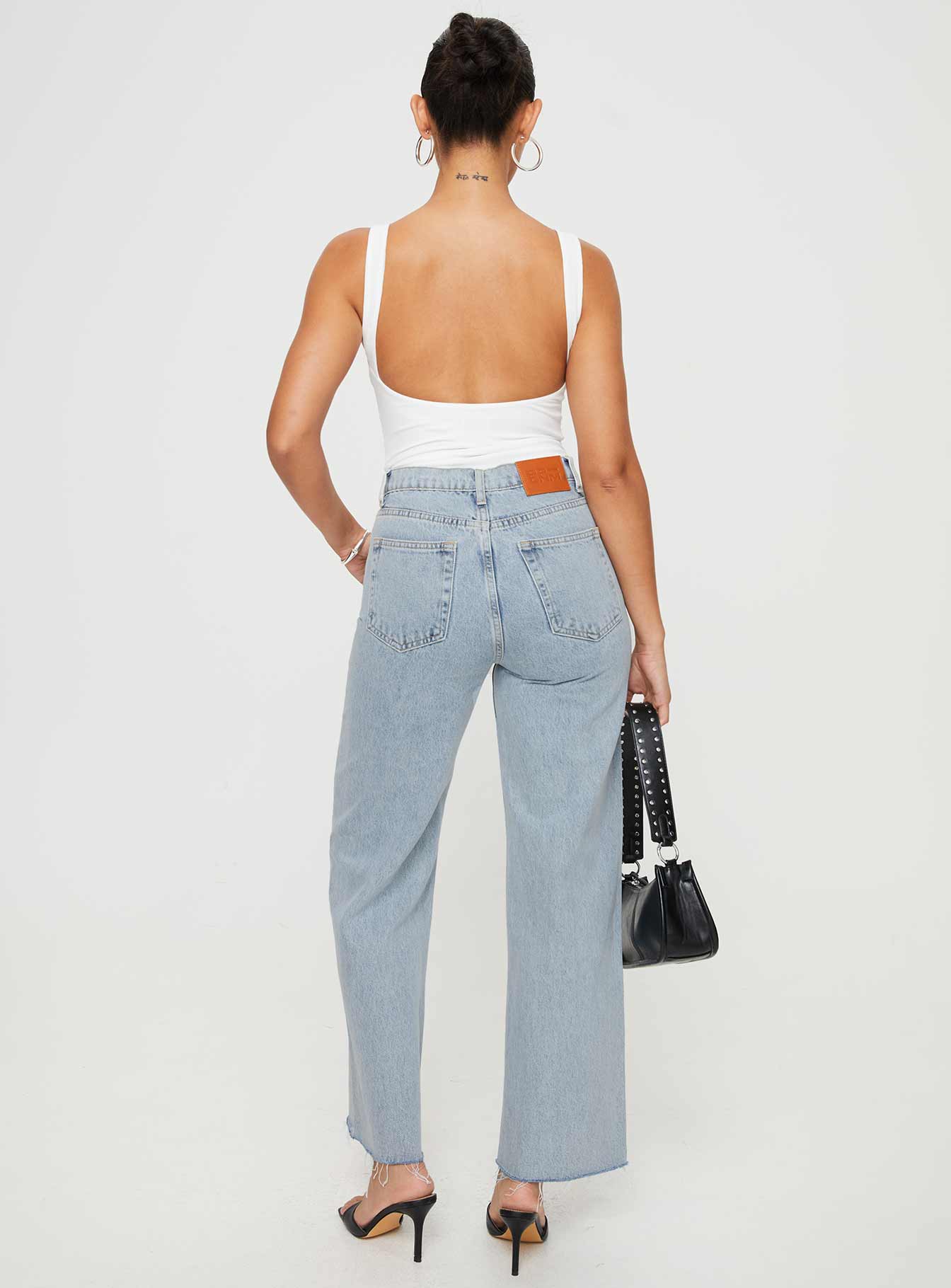 Fawcett High Rise Straight Leg Jeans Light Blue Wash - Image 5