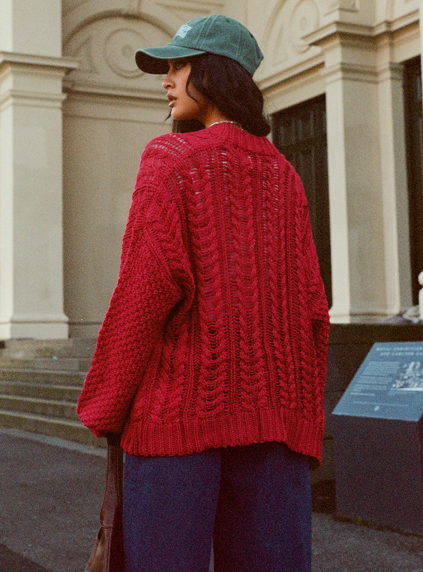 Abner Cable Cardigan Red - Image 5