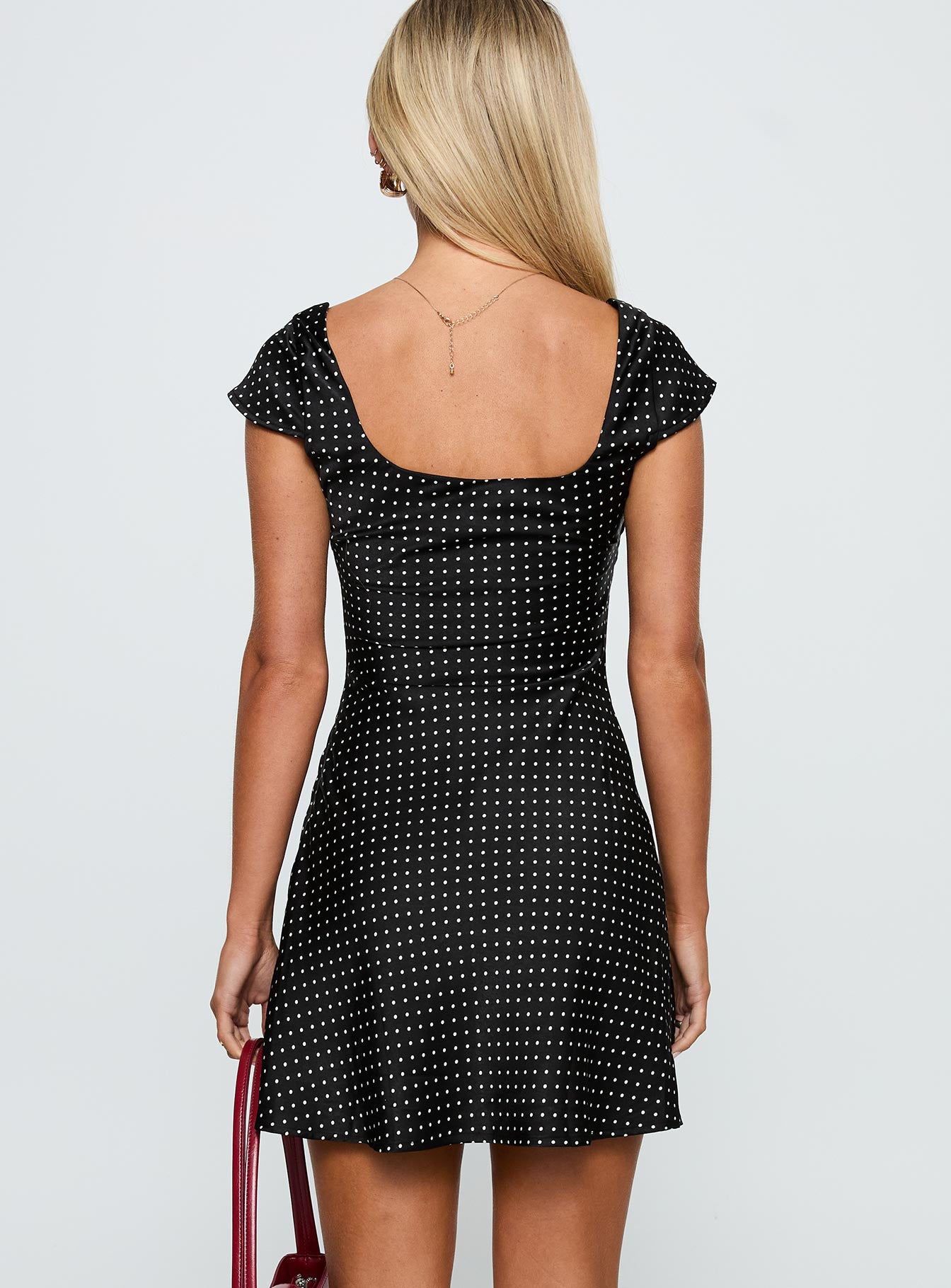Lucienna Polka Dot Mini Dress Black White - Image 5