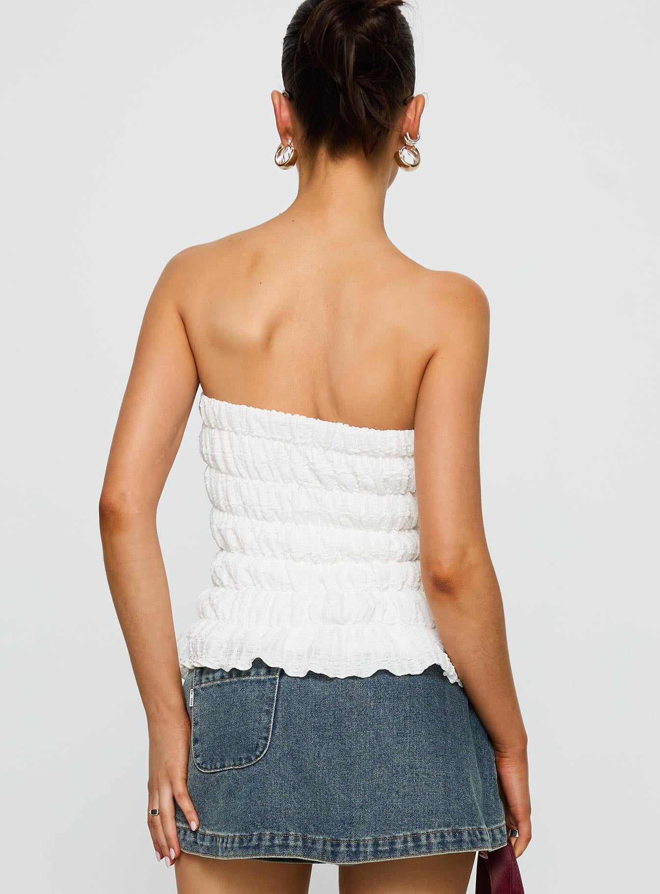 Flashbloom Strapless Ruched Top White - Image 5