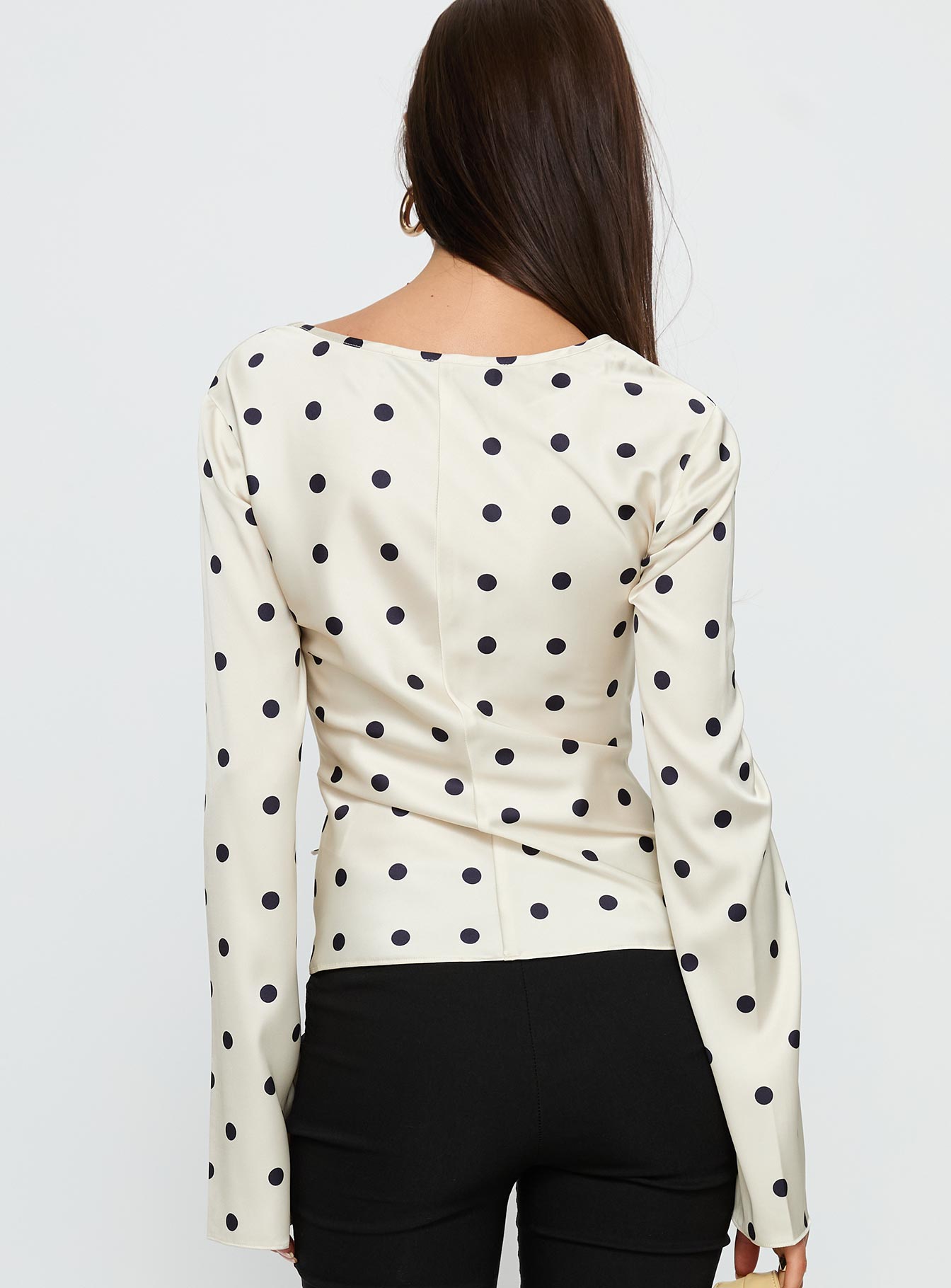 Mariah Long Sleeve Top Cream Polka - Image 5