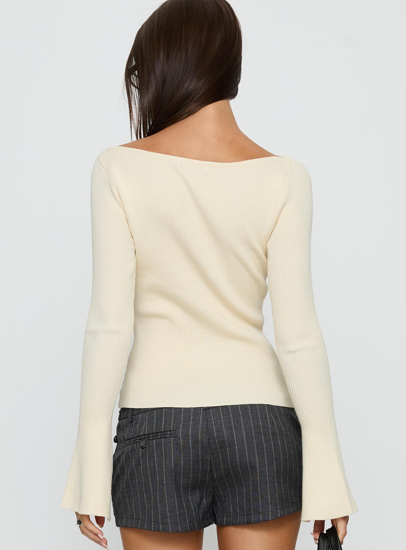 Tahnia Off Shoulder Button Up Top Butter - Image 6