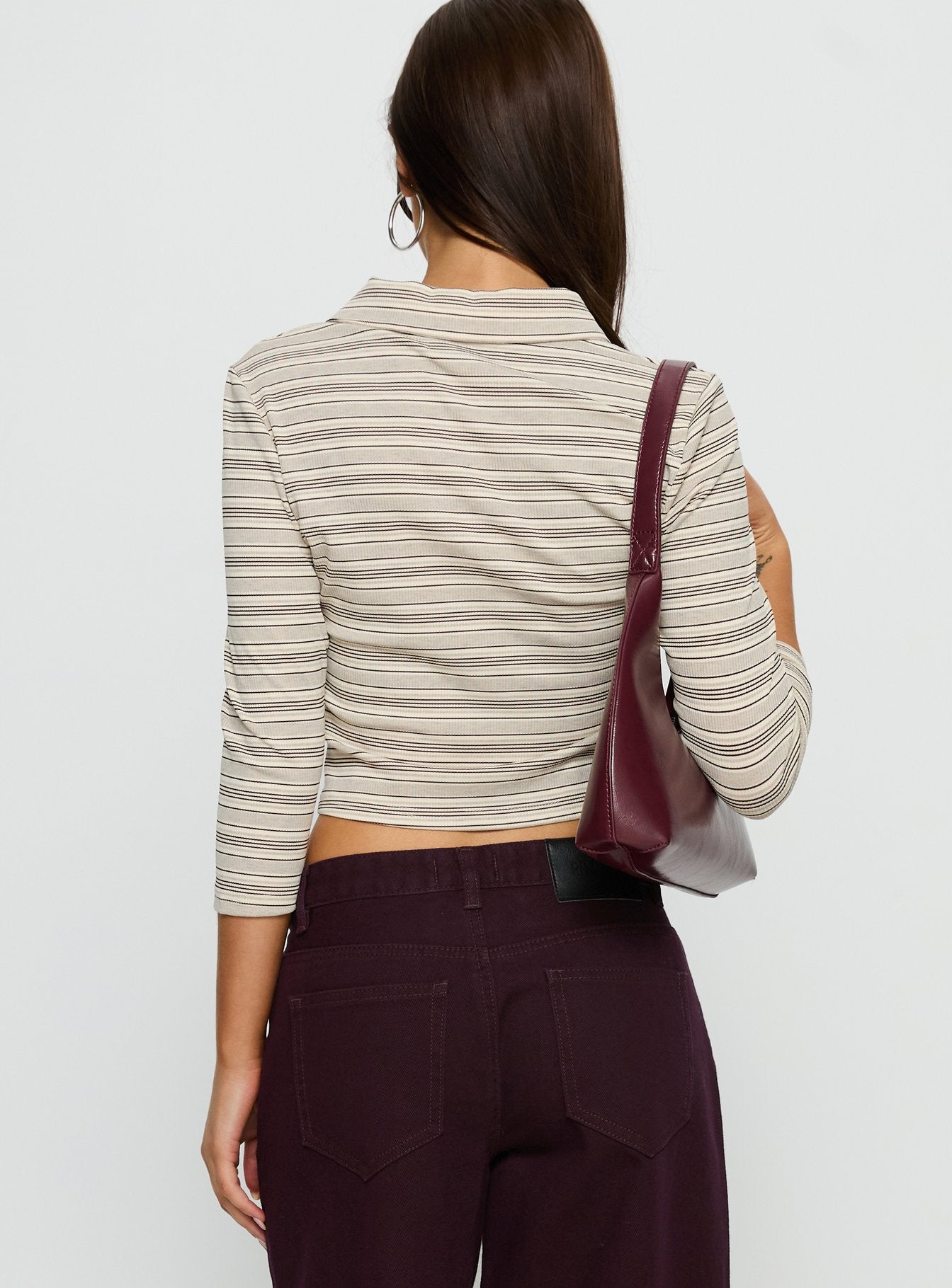 Jaeda Collared 34 Sleeve Top Stripe - Image 4